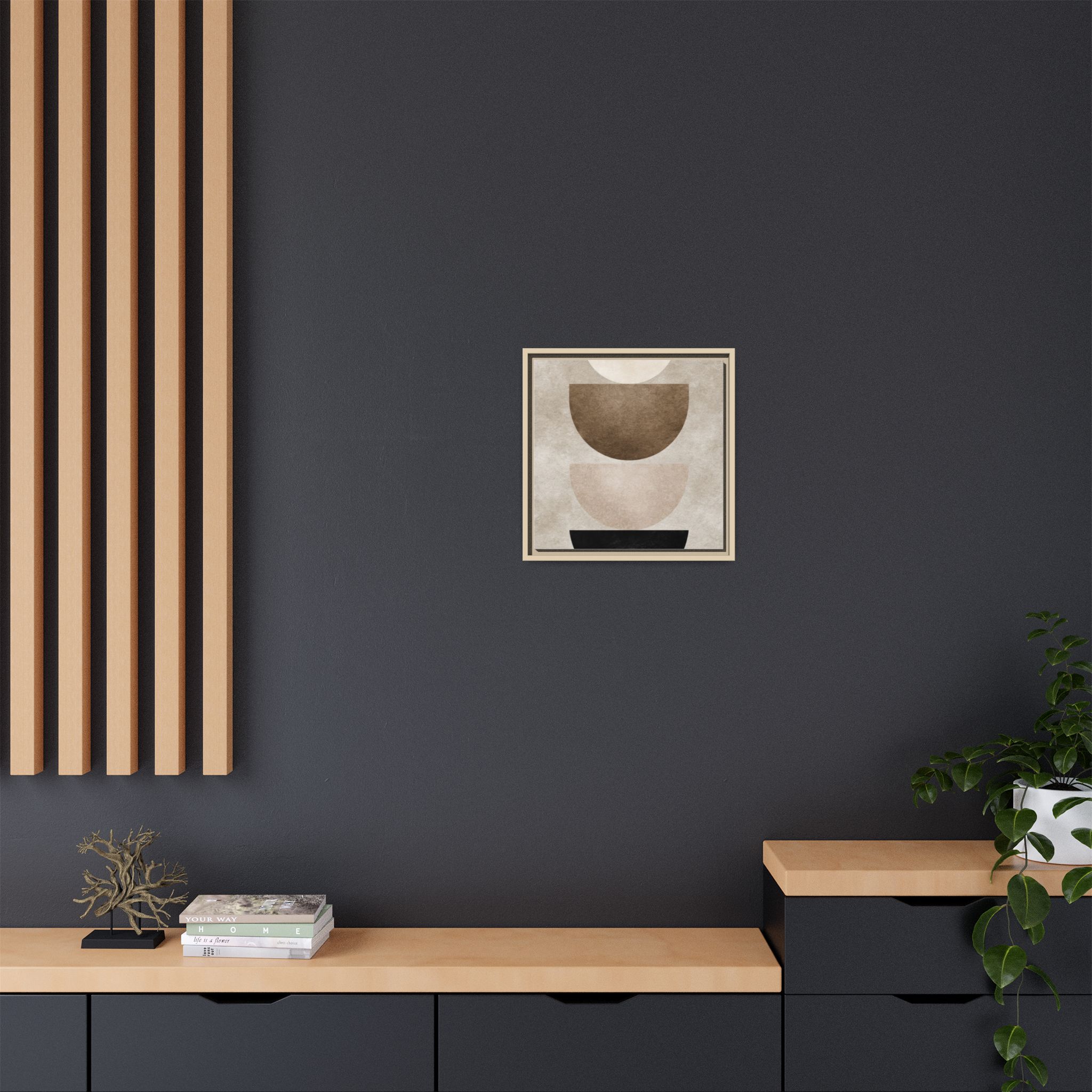 Abstract Neutral Geometric Canvas Print — Stacked Circles Framed Wall Art - Image 132
