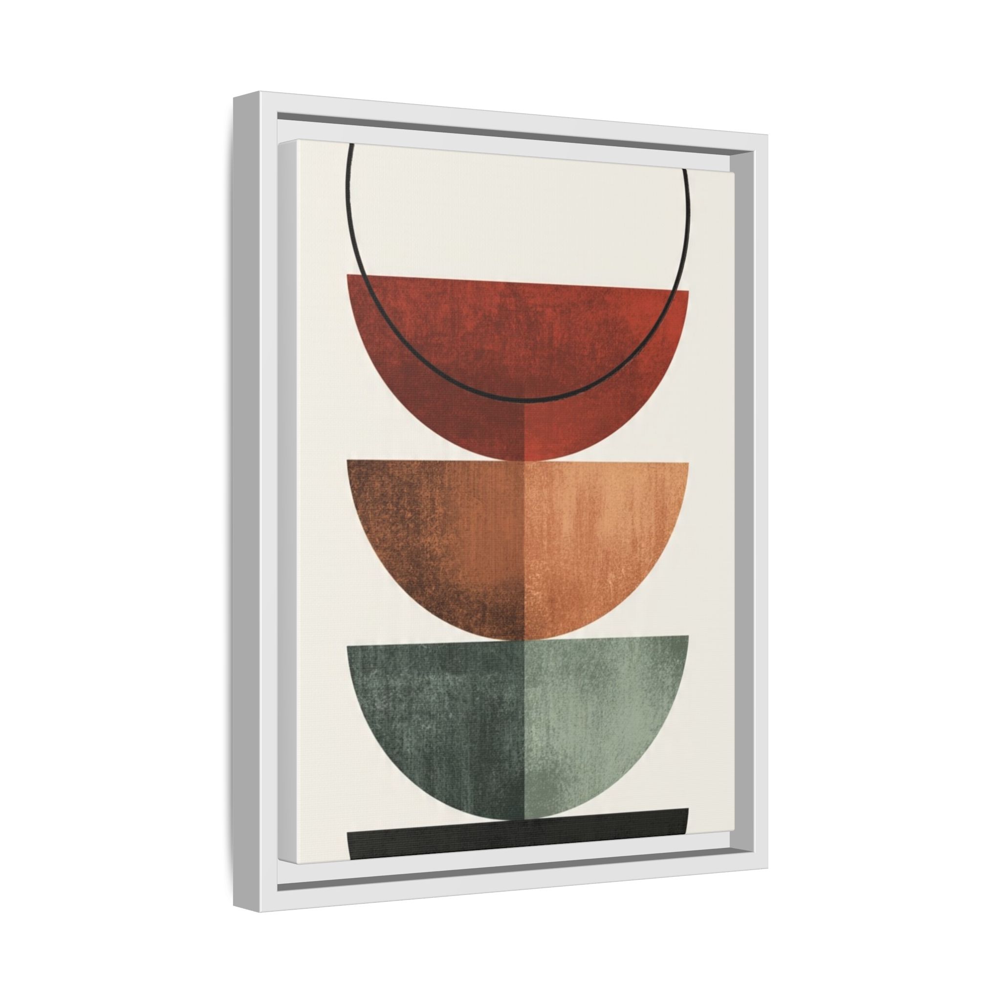 Abstract Stacked Semi-Circles Framed Canvas Wall Art — Mid-Century Modern Geometric Print - Image 66