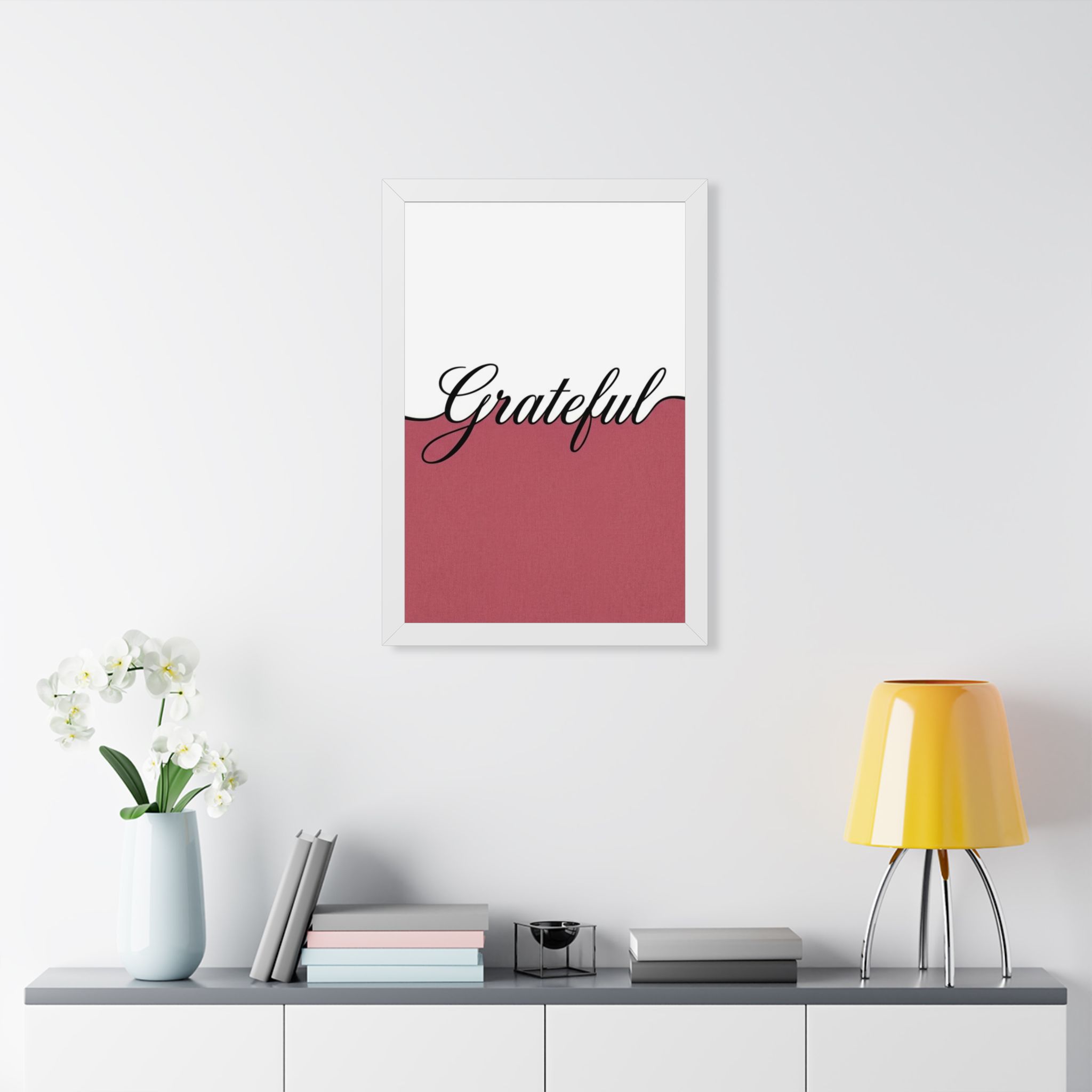 Grateful Wall Art Poster — Script Typography Framed Print