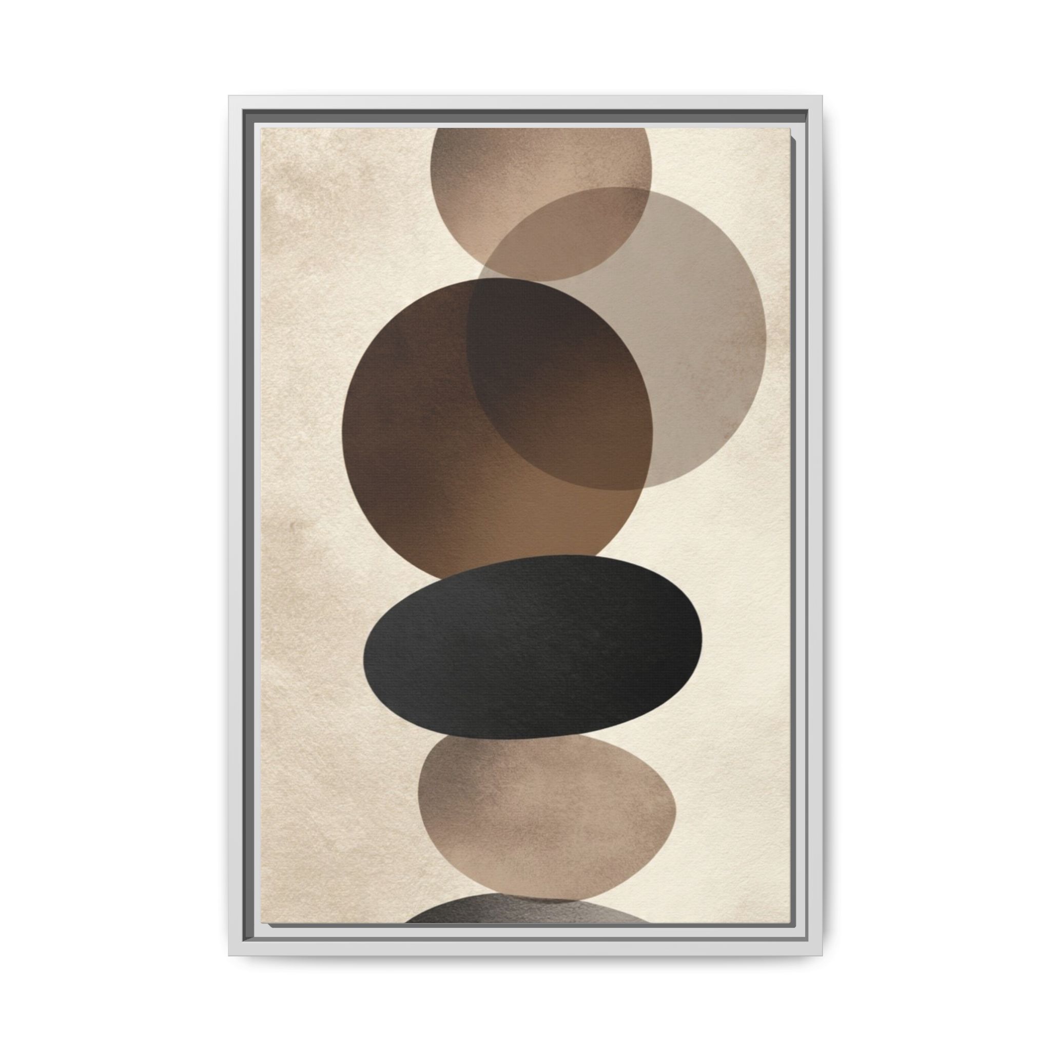 Framed Abstract Circles Matte Canvas Print — Neutral Mid-Century Wall Art - Image 189