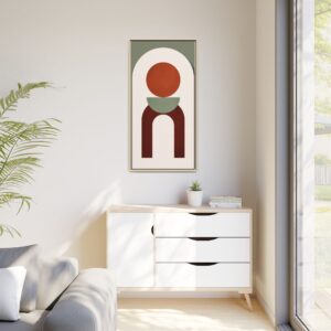 Abstract Geometric Framed Canvas Art - Midcentury Earth Tone Wall Décor