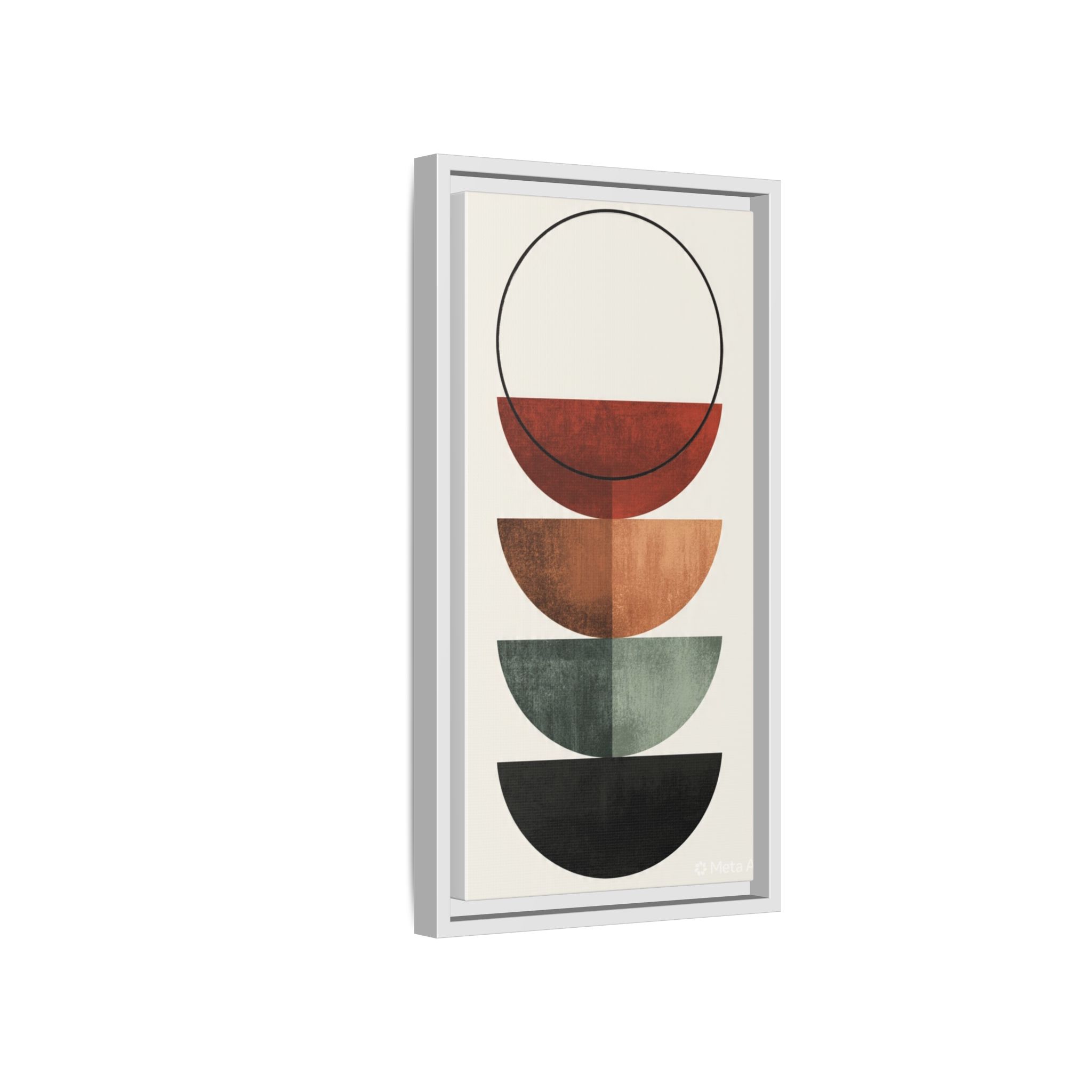Abstract Stacked Semi-Circles Framed Canvas Wall Art — Mid-Century Modern Geometric Print - Image 82