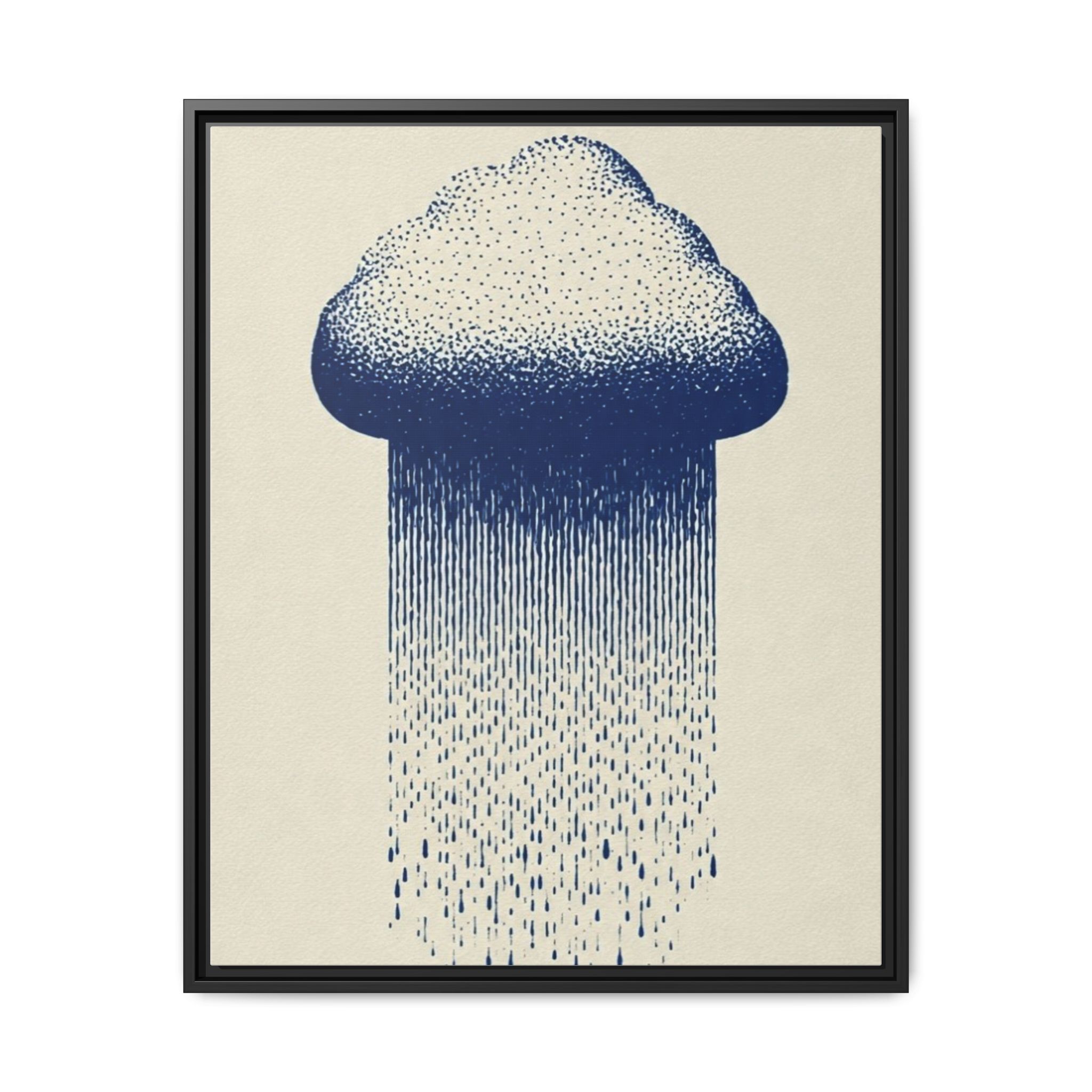 Framed Canvas Wall Art — Blue Rain Cloud Minimalist Print - Image 177