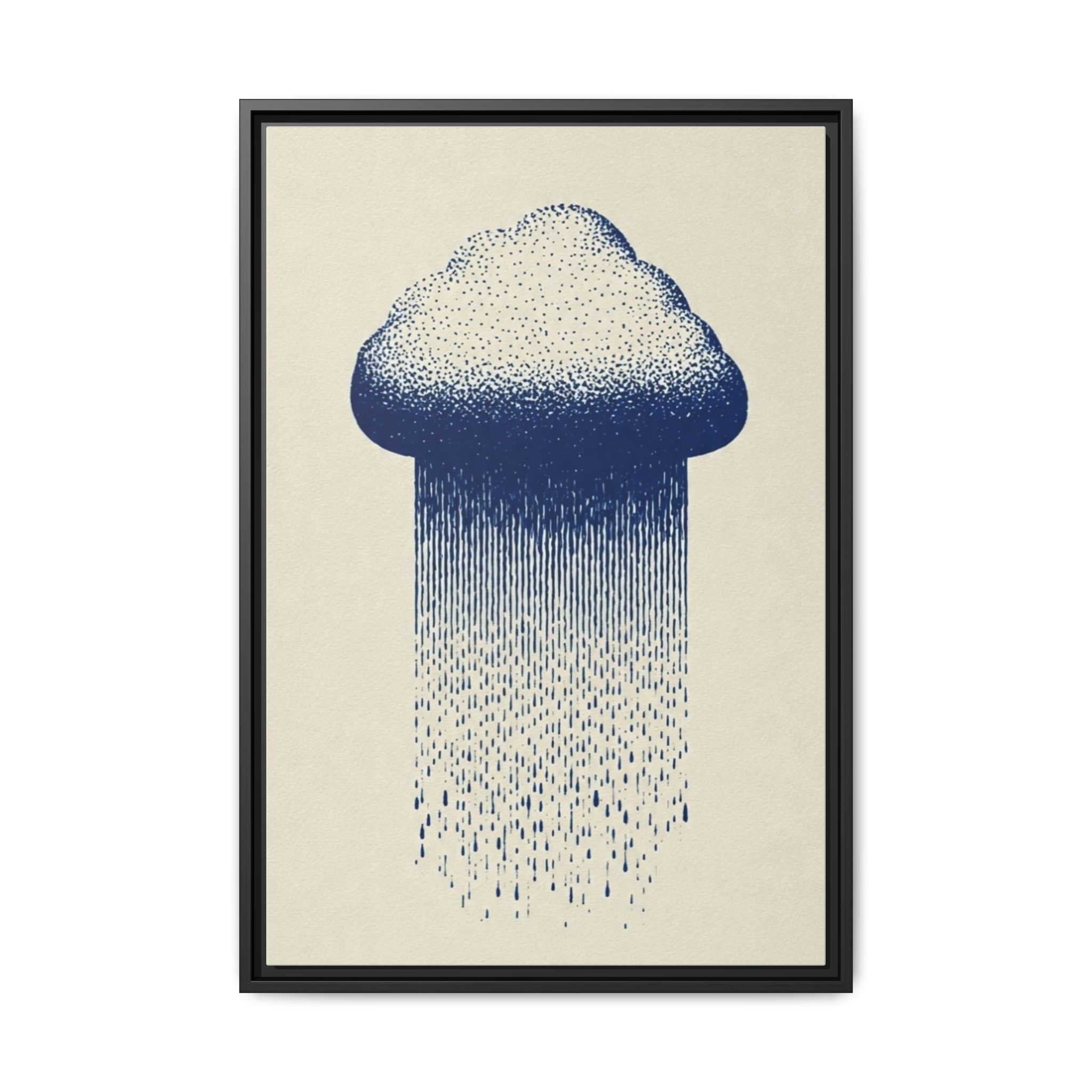 Framed Canvas Wall Art — Blue Rain Cloud Minimalist Print - Image 129