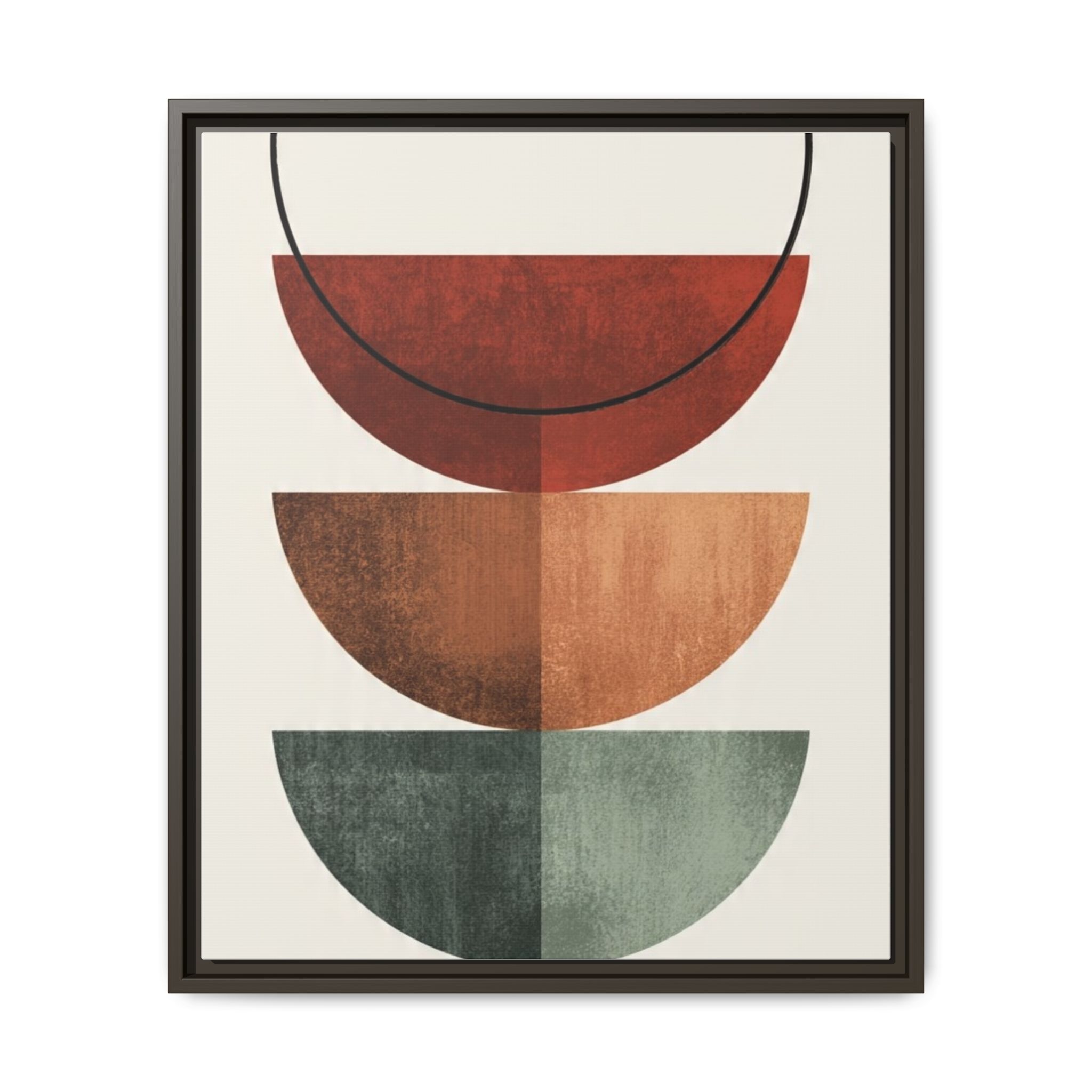 Abstract Stacked Semi-Circles Framed Canvas Wall Art — Mid-Century Modern Geometric Print - Image 229