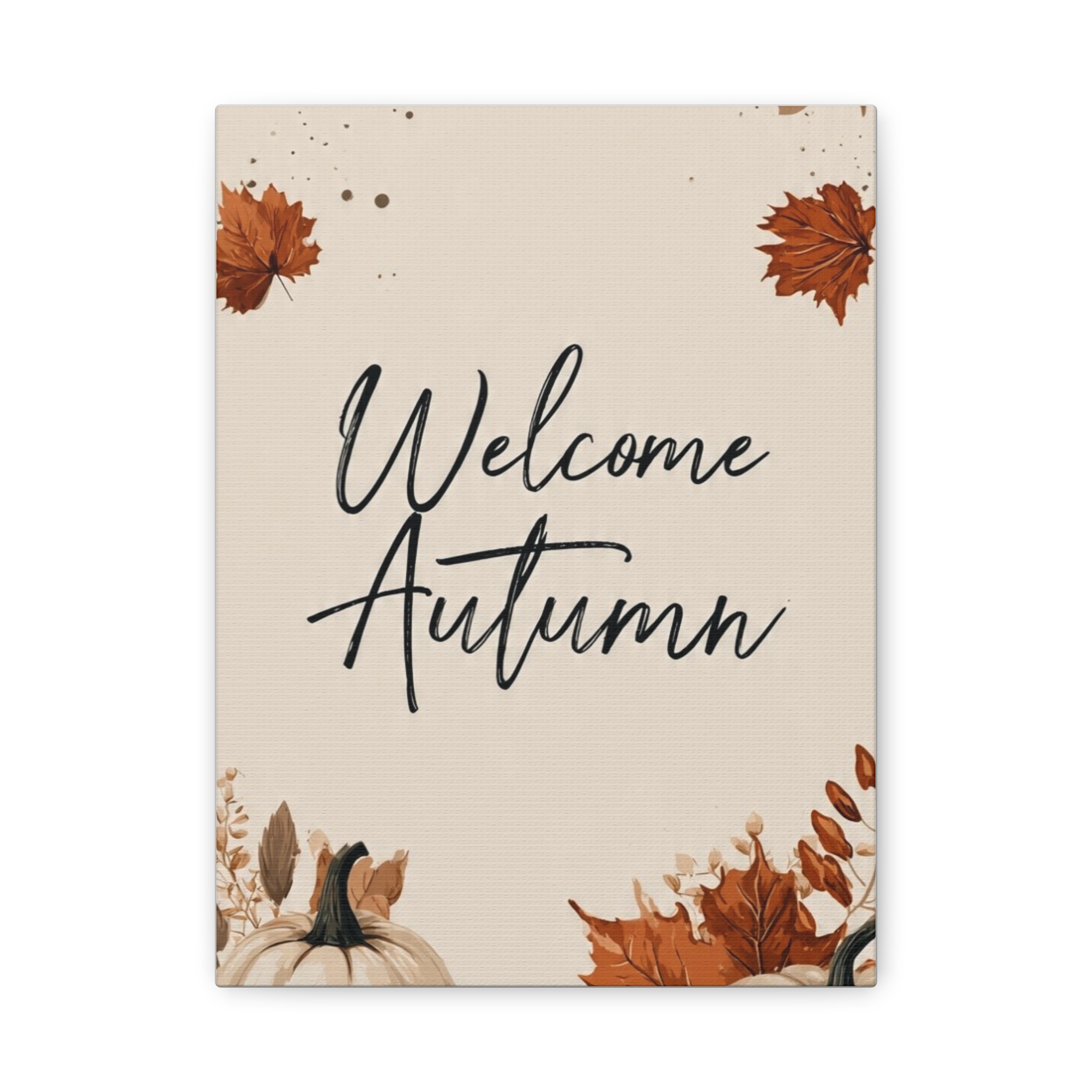 Welcome Autumn Canvas Wall Art — Fall Leaves Pumpkin Neutral Seasonal Decor - Image 4