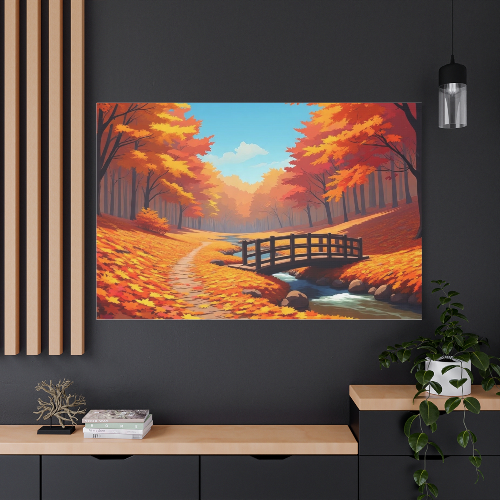 Autumn Forest Bridge Canvas - Image 8