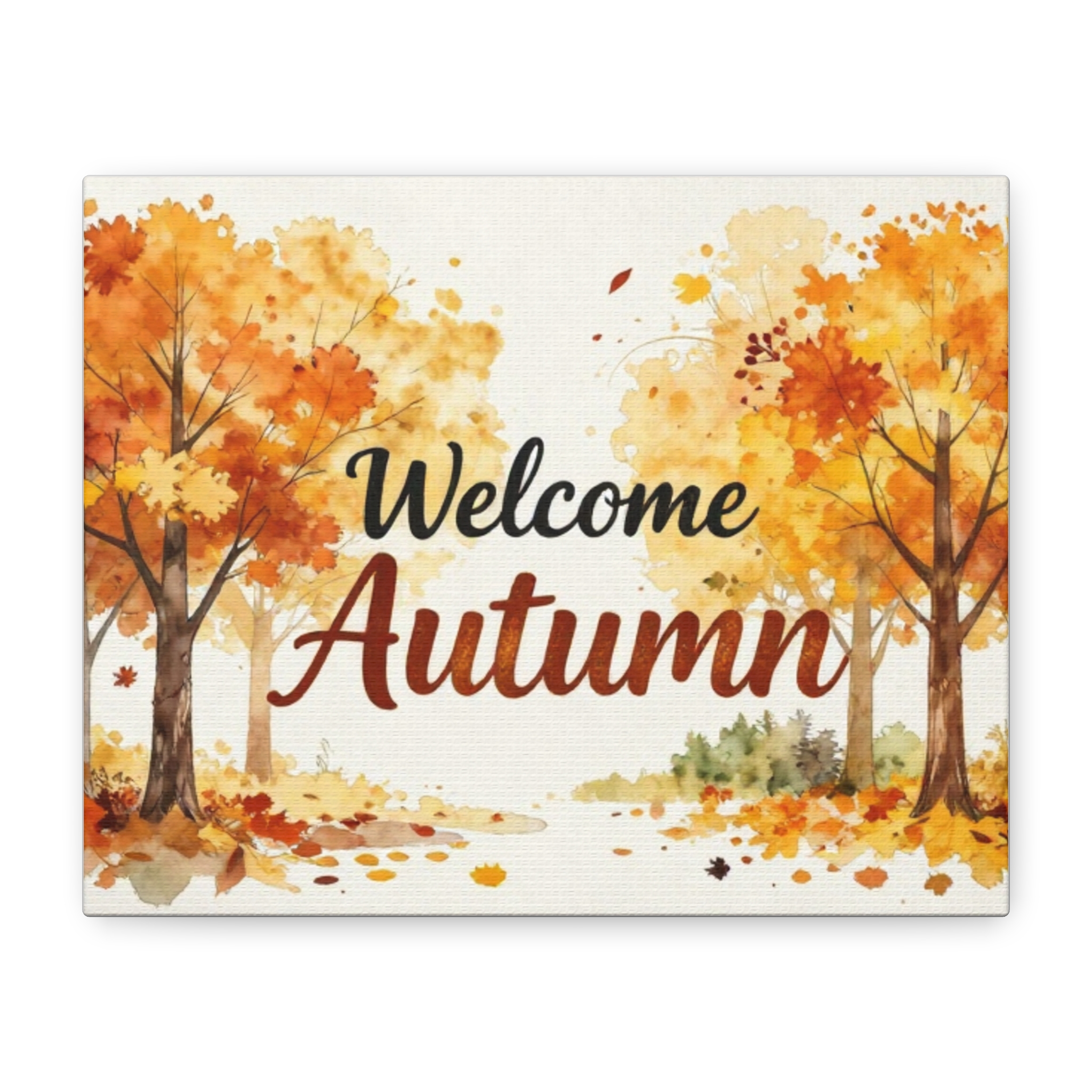 Welcome Autumn Canvas Wall Art – Fall Trees & Leaves Matte Stretched Canvas - Image 2
