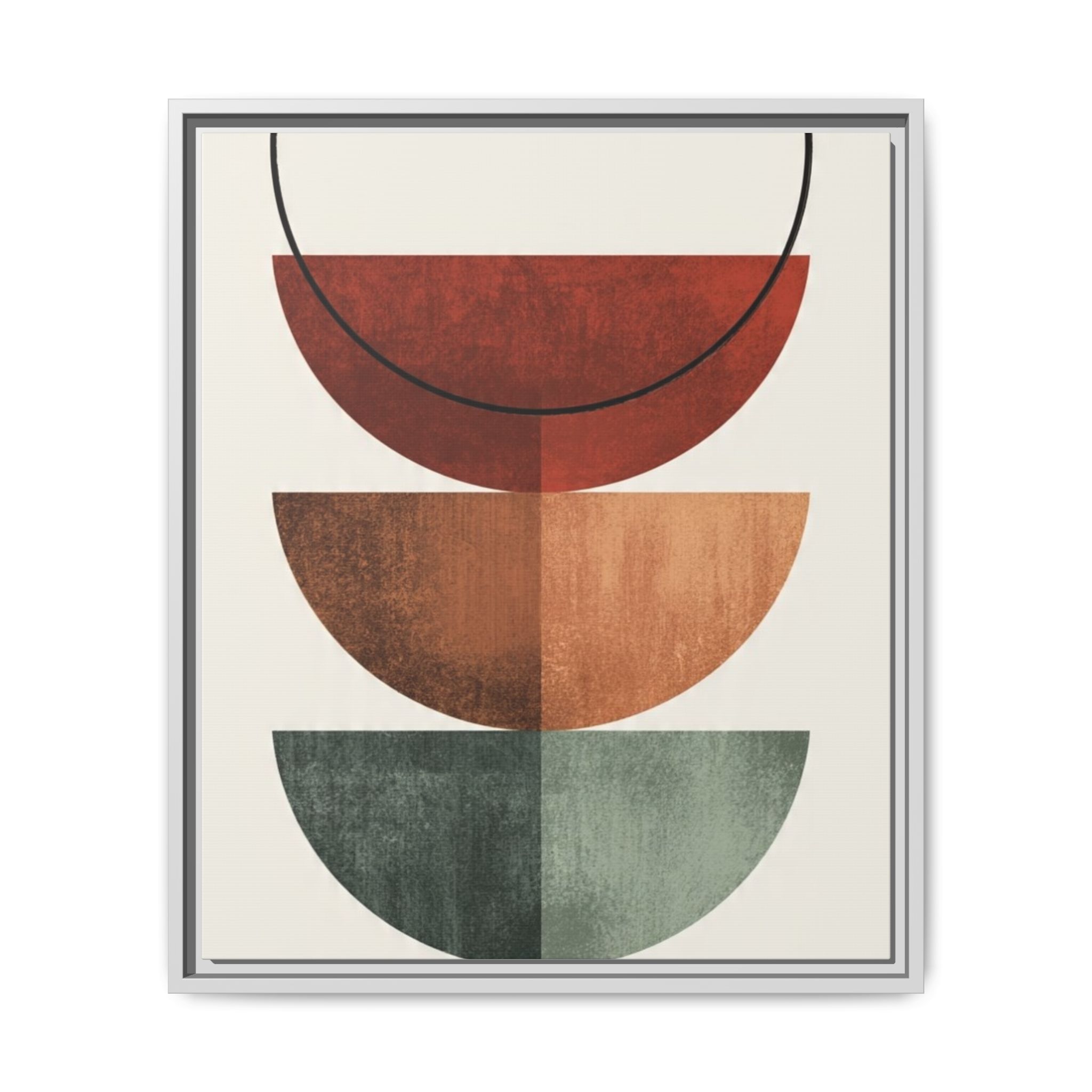 Abstract Stacked Semi-Circles Framed Canvas Wall Art — Mid-Century Modern Geometric Print - Image 237