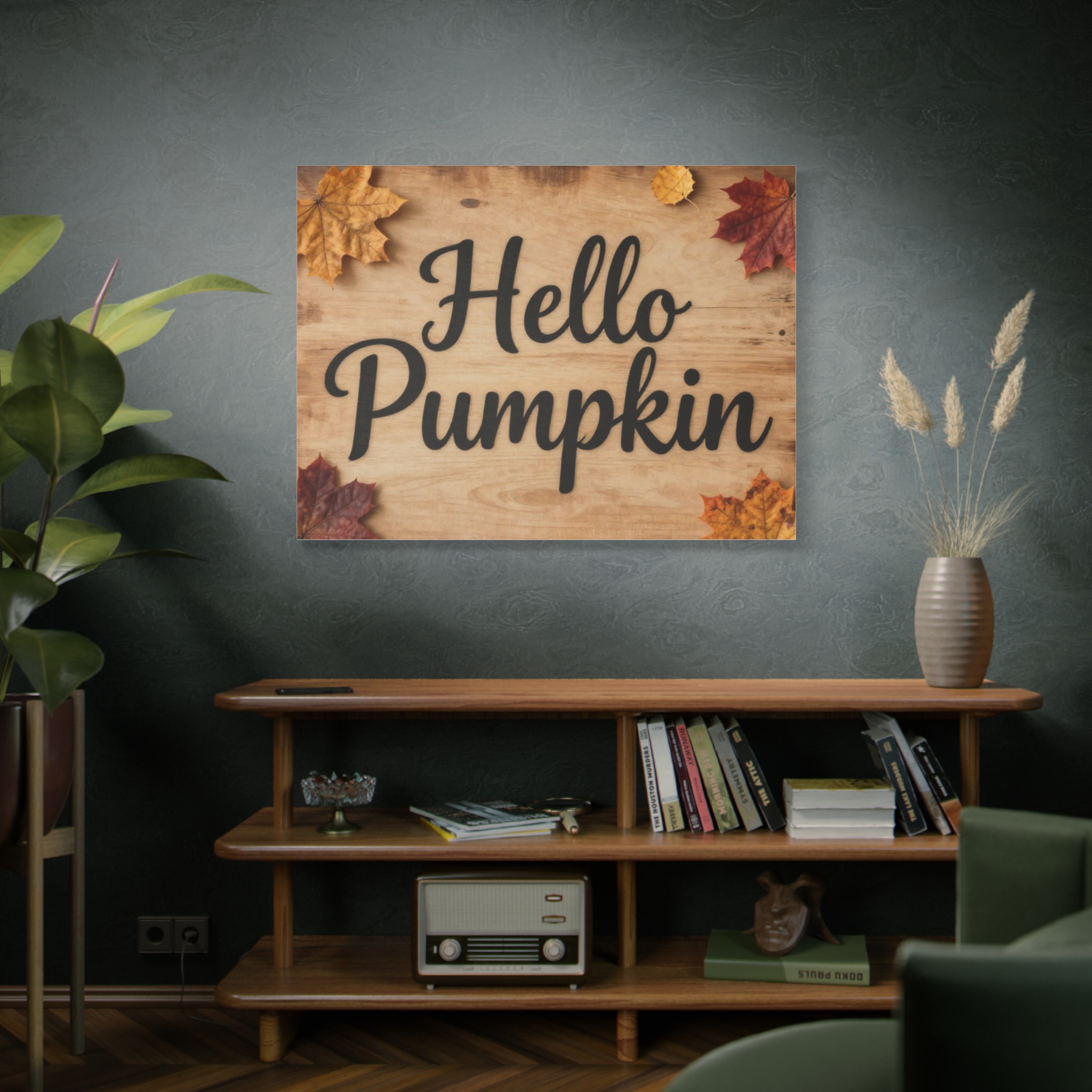 Hello Pumpkin Fall Canvas Wall Art — Autumn Leaves Rustic Home Decor - Image 5