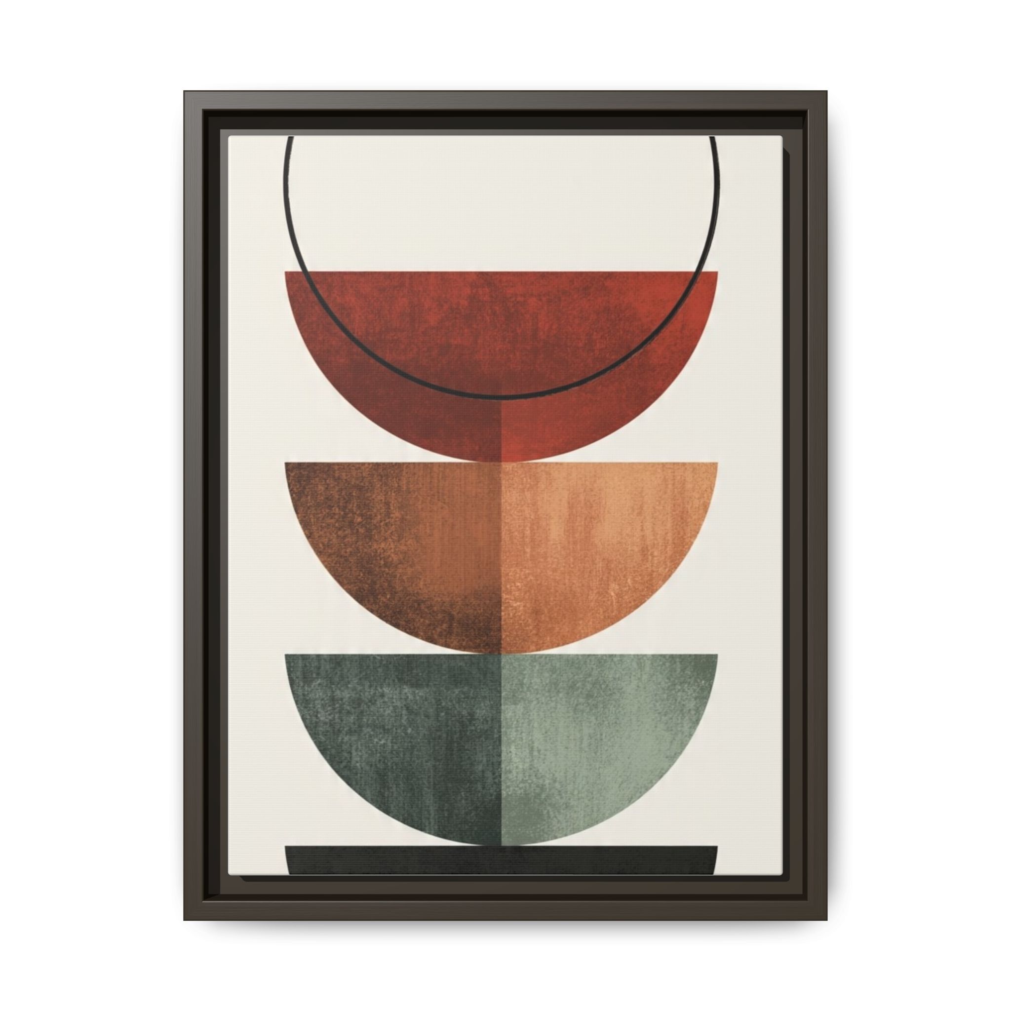 Abstract Stacked Semi-Circles Framed Canvas Wall Art — Mid-Century Modern Geometric Print - Image 73