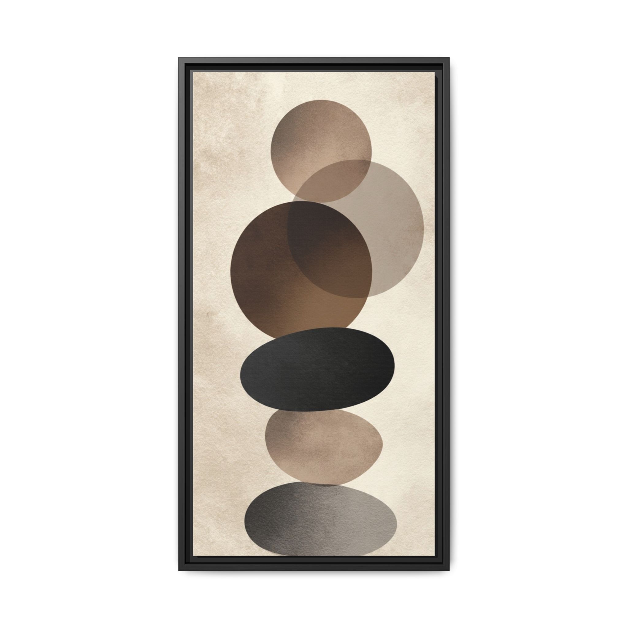 Framed Abstract Circles Matte Canvas Print — Neutral Mid-Century Wall Art - Image 161
