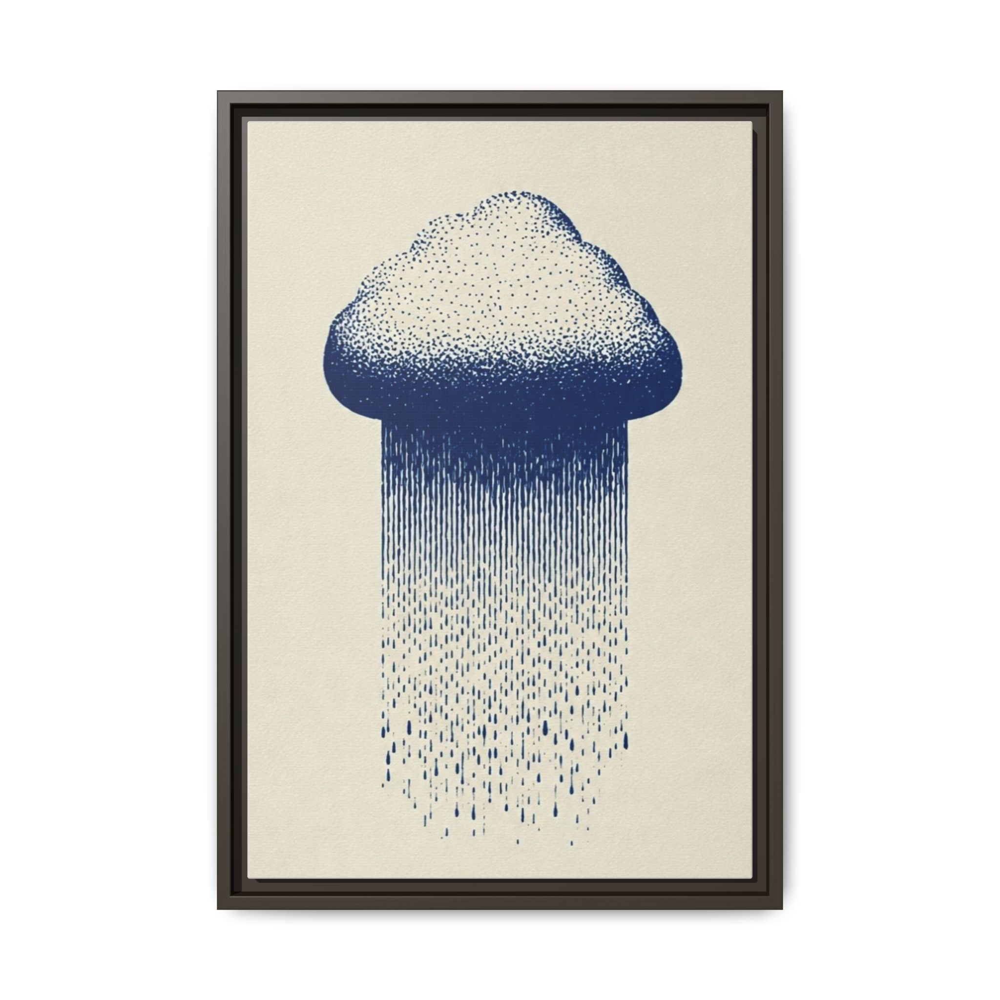 Framed Canvas Wall Art — Blue Rain Cloud Minimalist Print - Image 229