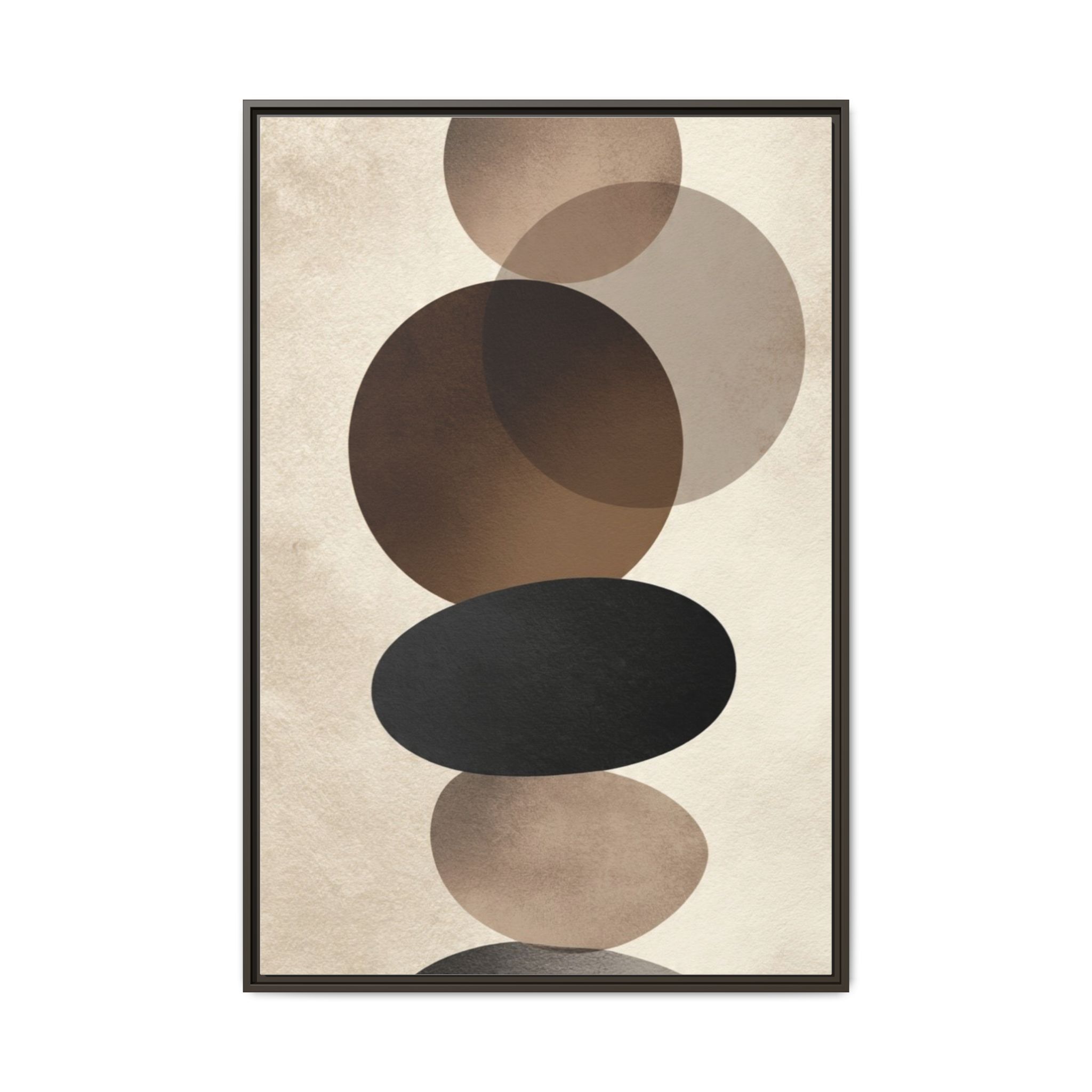 Framed Abstract Circles Matte Canvas Print — Neutral Mid-Century Wall Art - Image 109