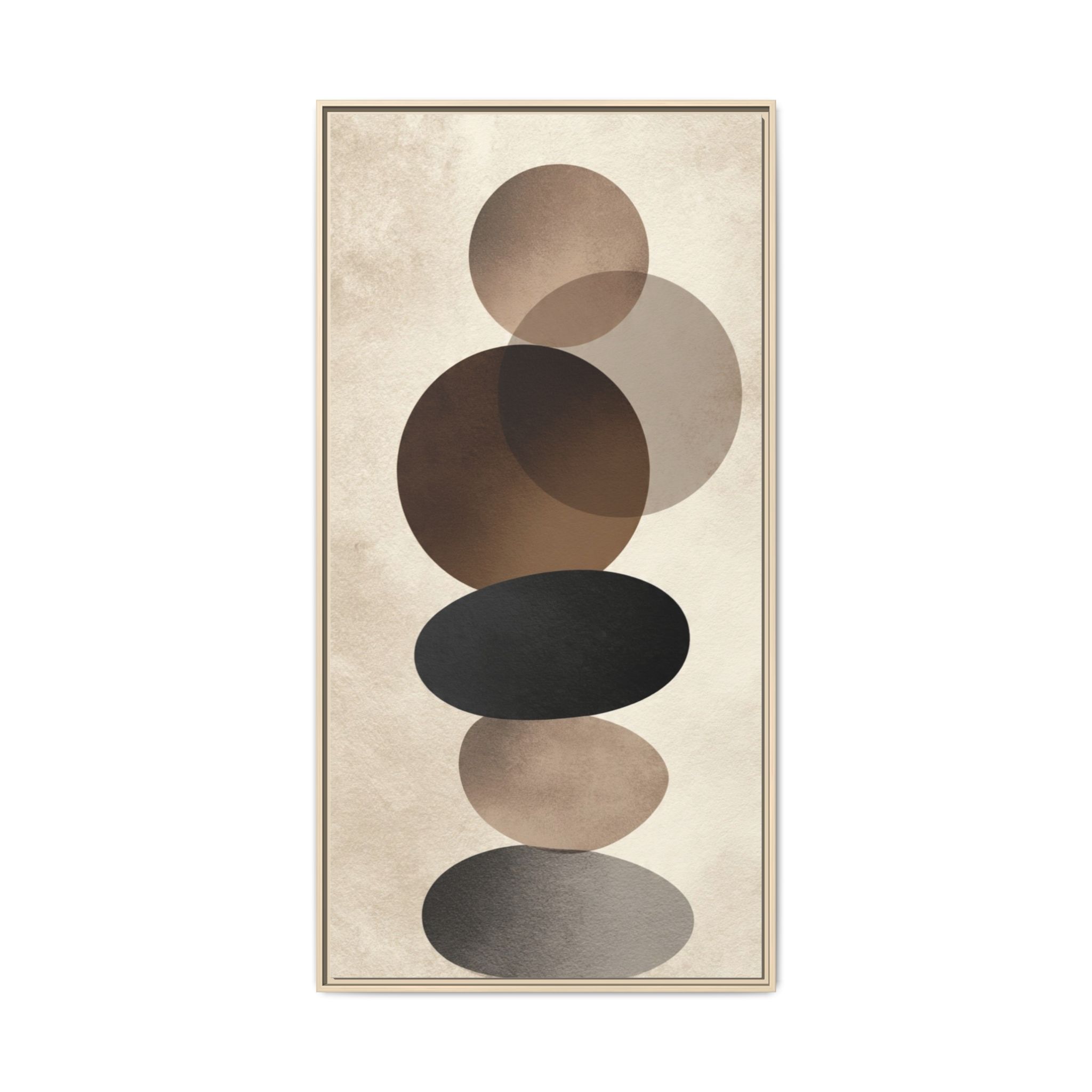 Framed Abstract Circles Matte Canvas Print — Neutral Mid-Century Wall Art - Image 45