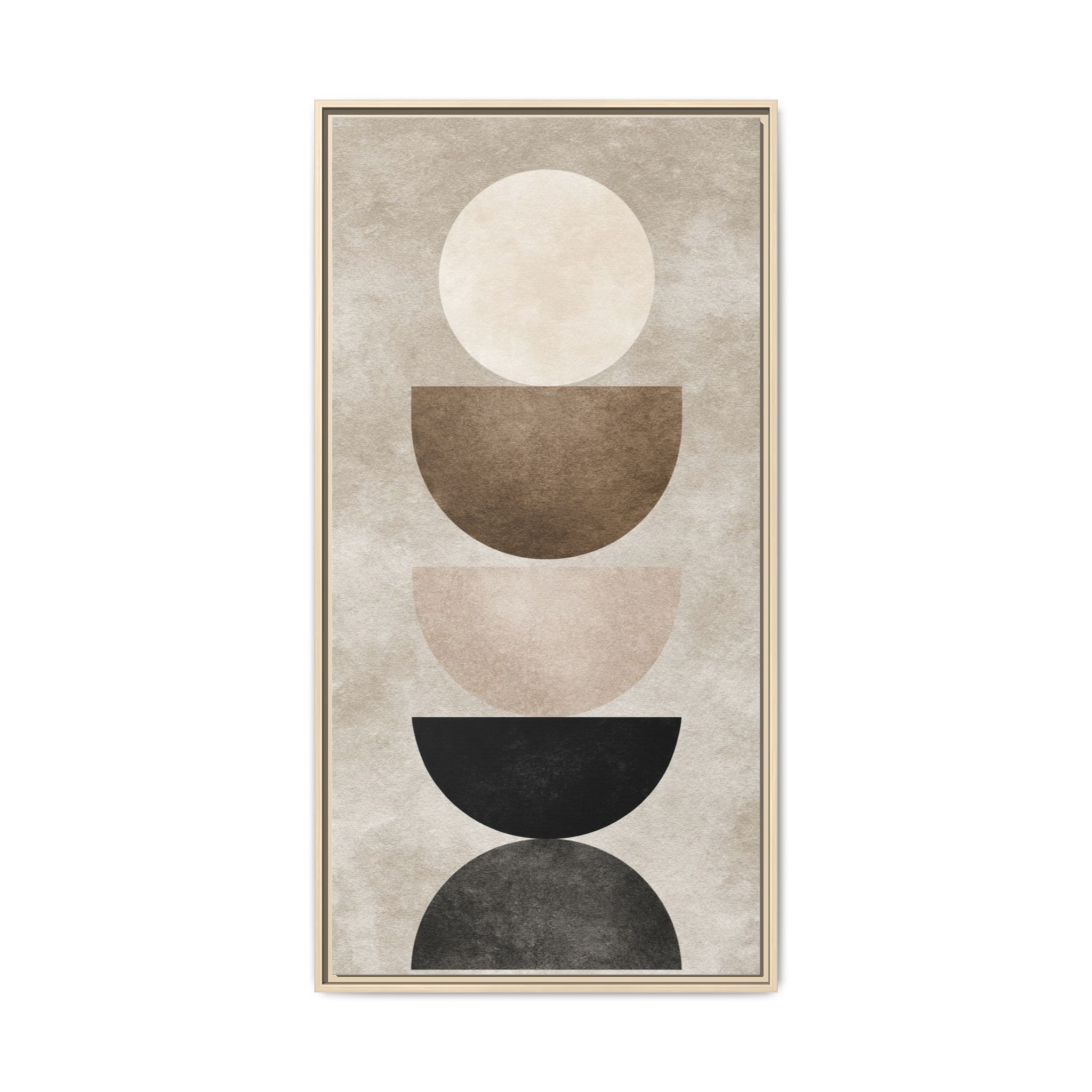 Abstract Neutral Geometric Canvas Print — Stacked Circles Framed Wall Art - Image 2