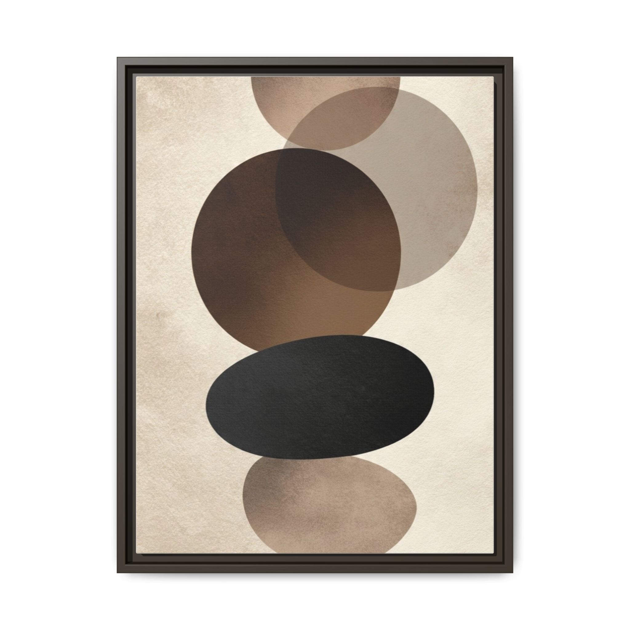 Framed Abstract Circles Matte Canvas Print — Neutral Mid-Century Wall Art - Image 213