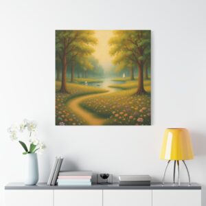Serene Meadow River Matte Canvas Wall Art — Stretched 1.25"
