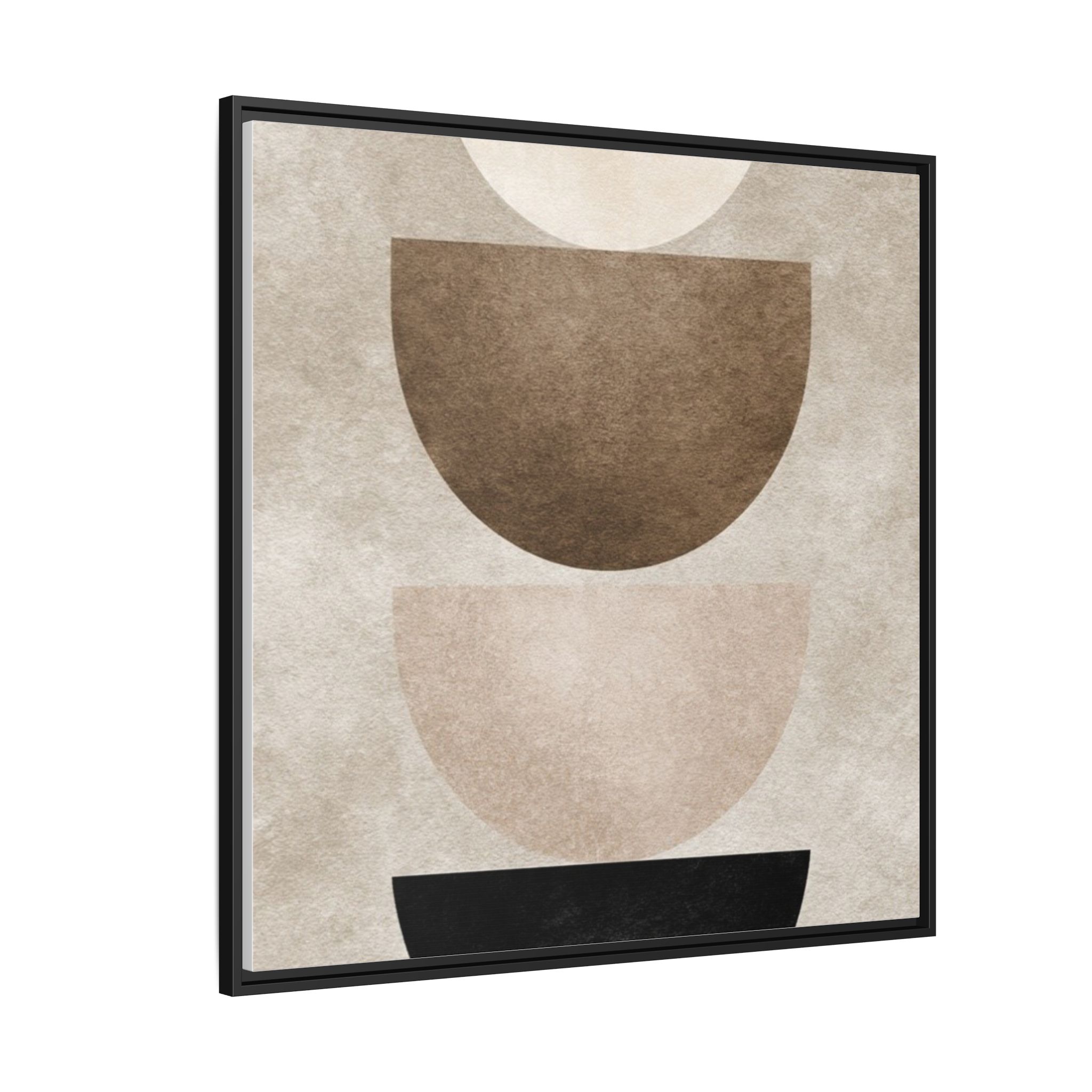 Abstract Neutral Geometric Canvas Print — Stacked Circles Framed Wall Art - Image 214