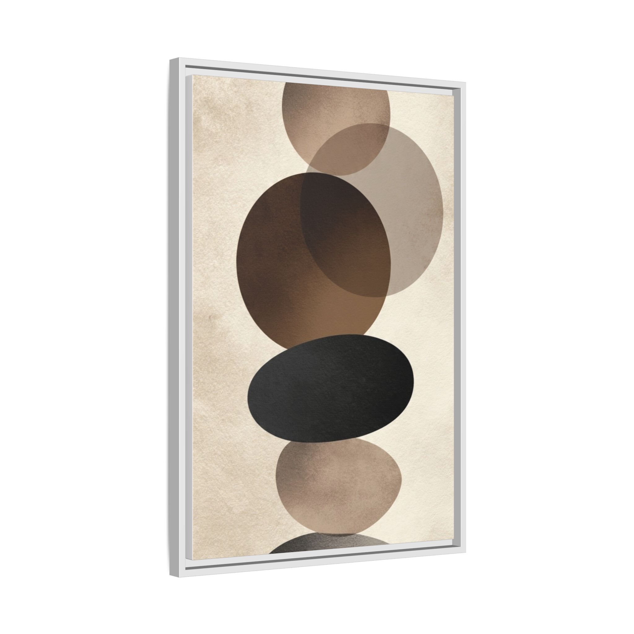 Framed Abstract Circles Matte Canvas Print — Neutral Mid-Century Wall Art - Image 138