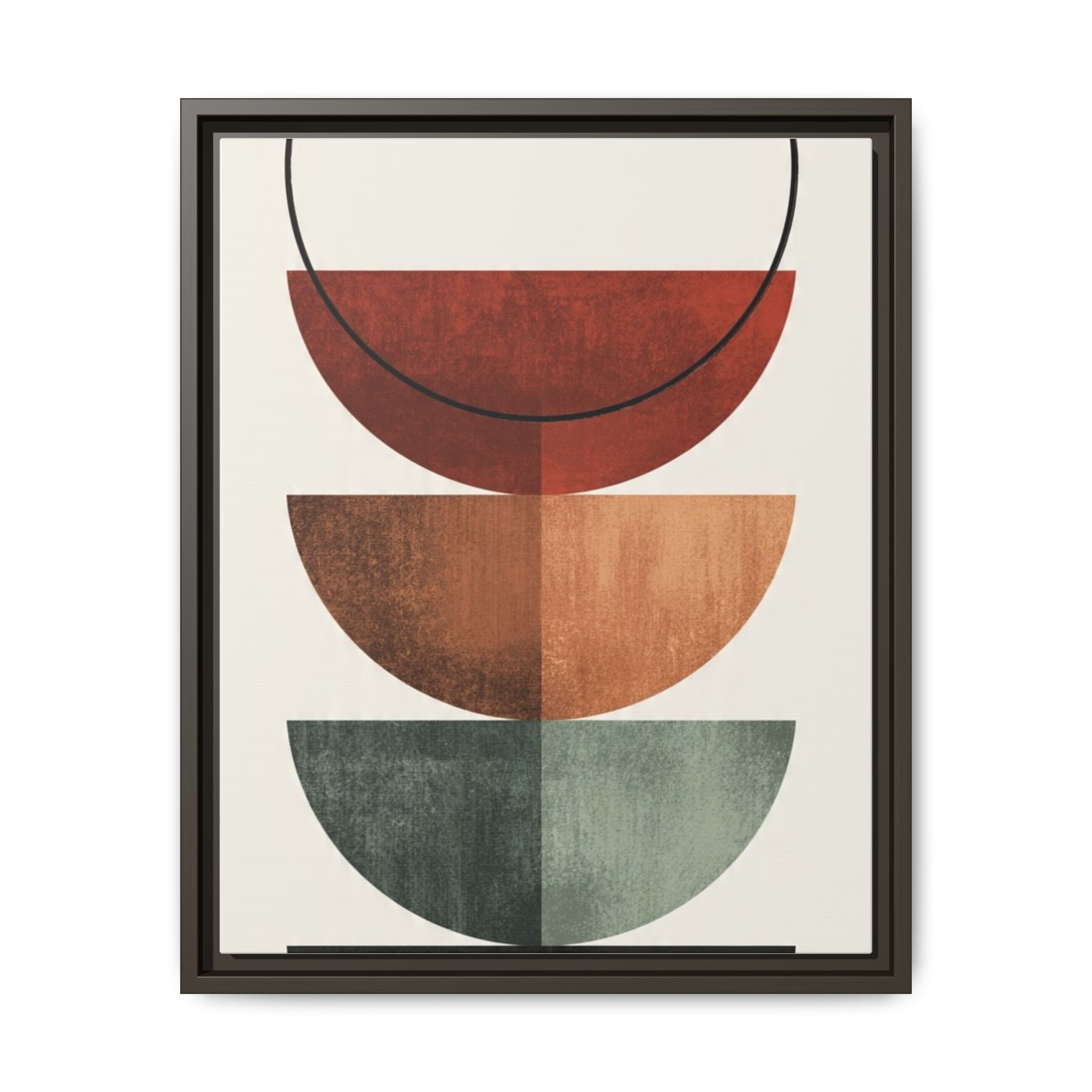 Abstract Stacked Semi-Circles Framed Canvas Wall Art — Mid-Century Modern Geometric Print - Image 169
