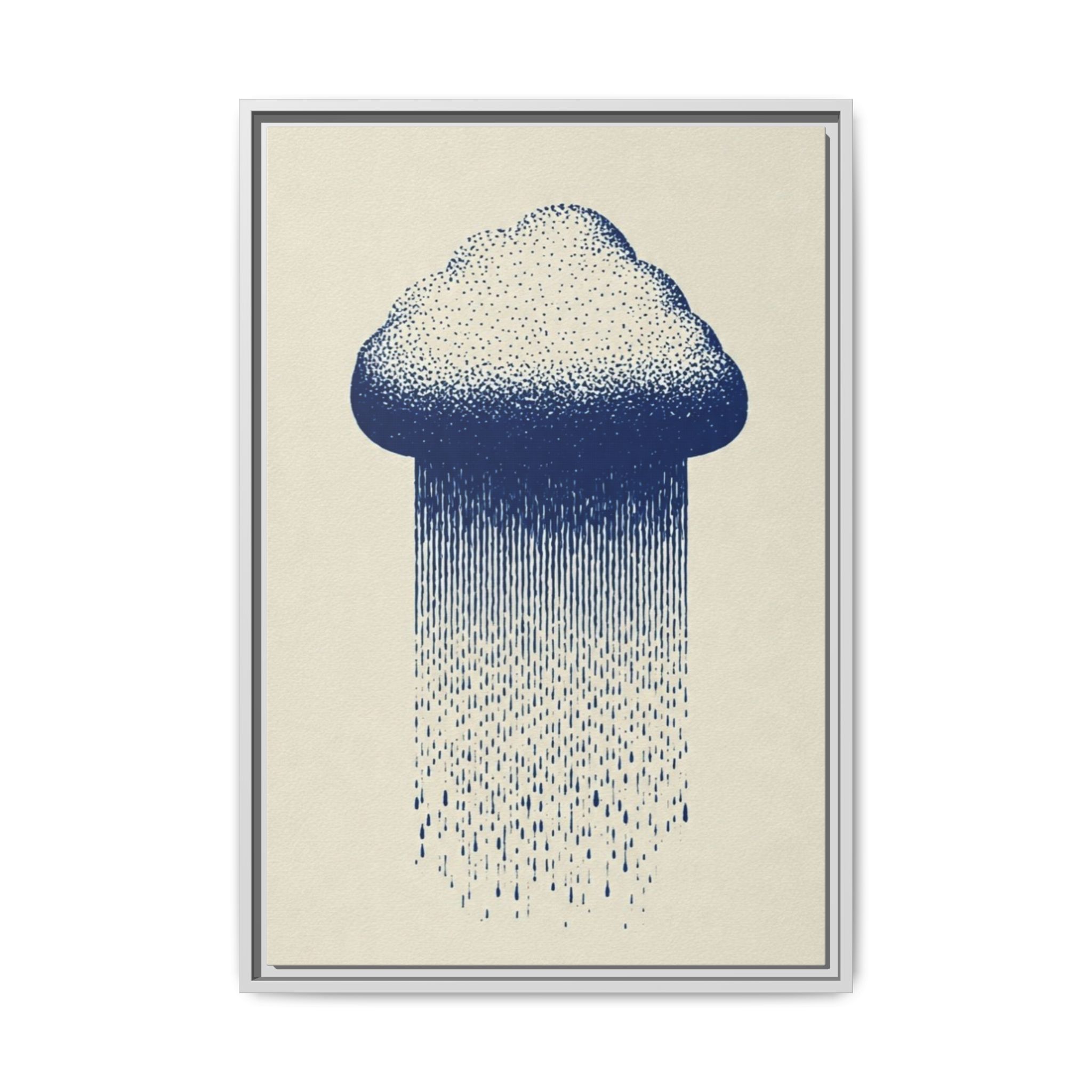 Framed Canvas Wall Art — Blue Rain Cloud Minimalist Print - Image 137