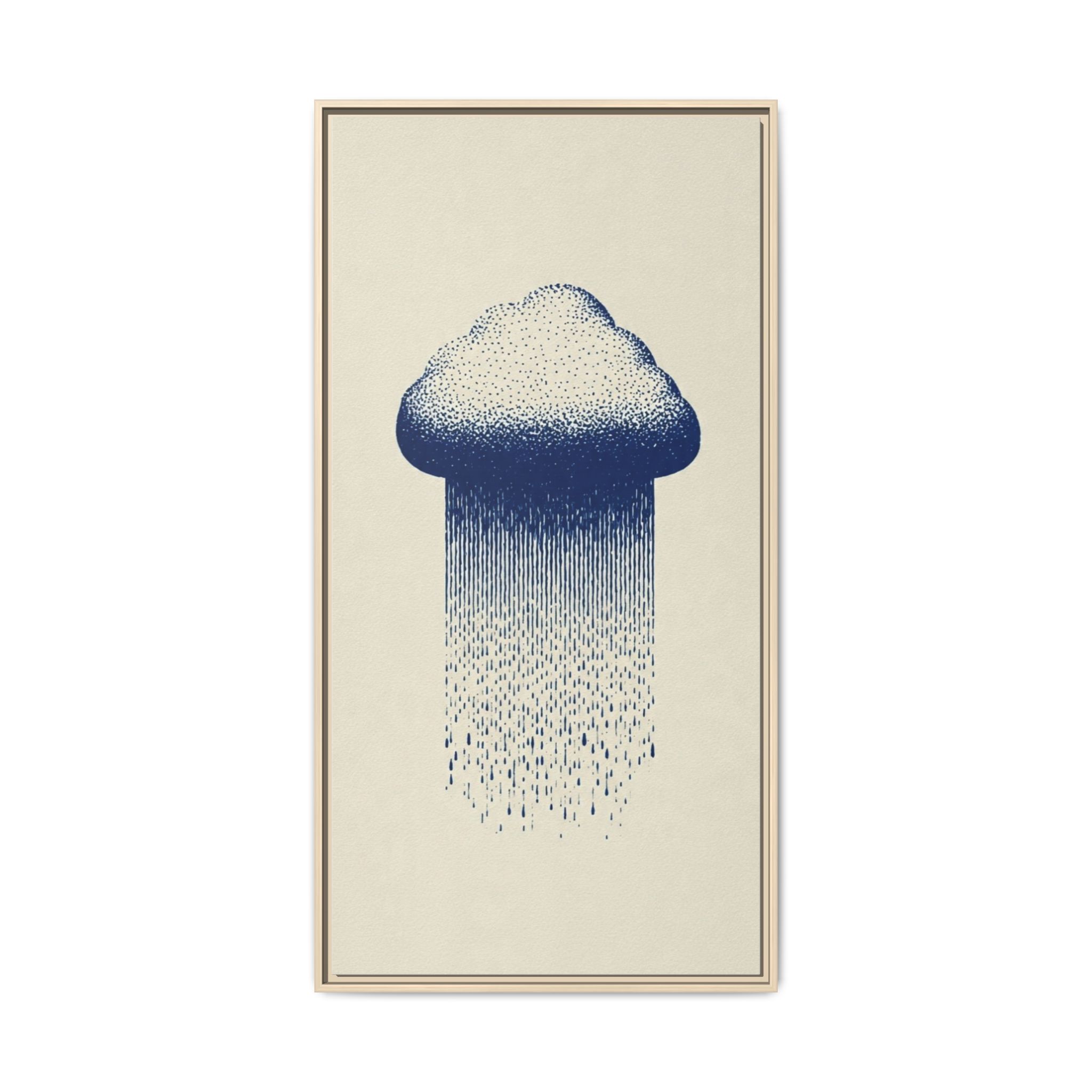 Framed Canvas Wall Art — Blue Rain Cloud Minimalist Print - Image 2