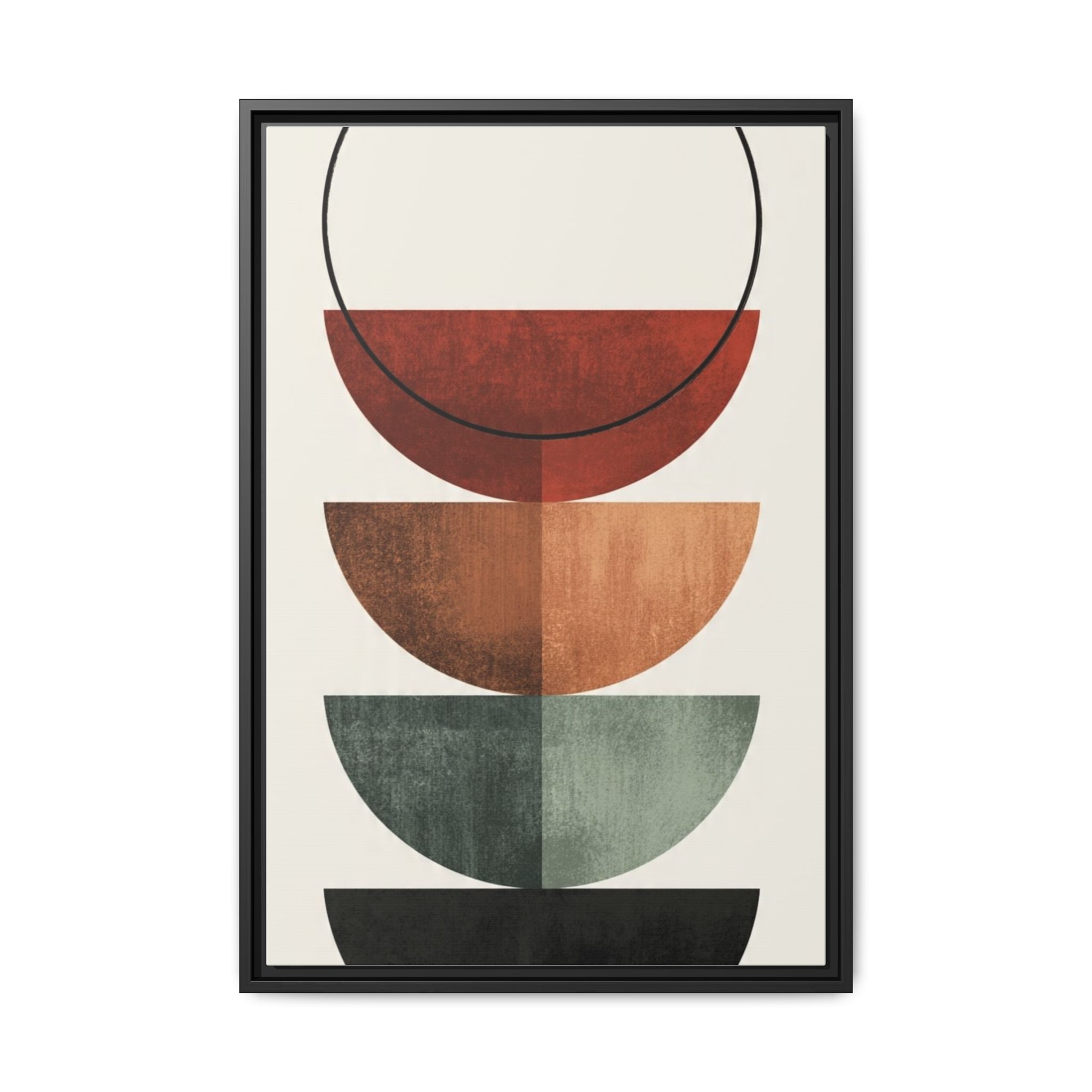 Abstract Stacked Semi-Circles Framed Canvas Wall Art — Mid-Century Modern Geometric Print - Image 129