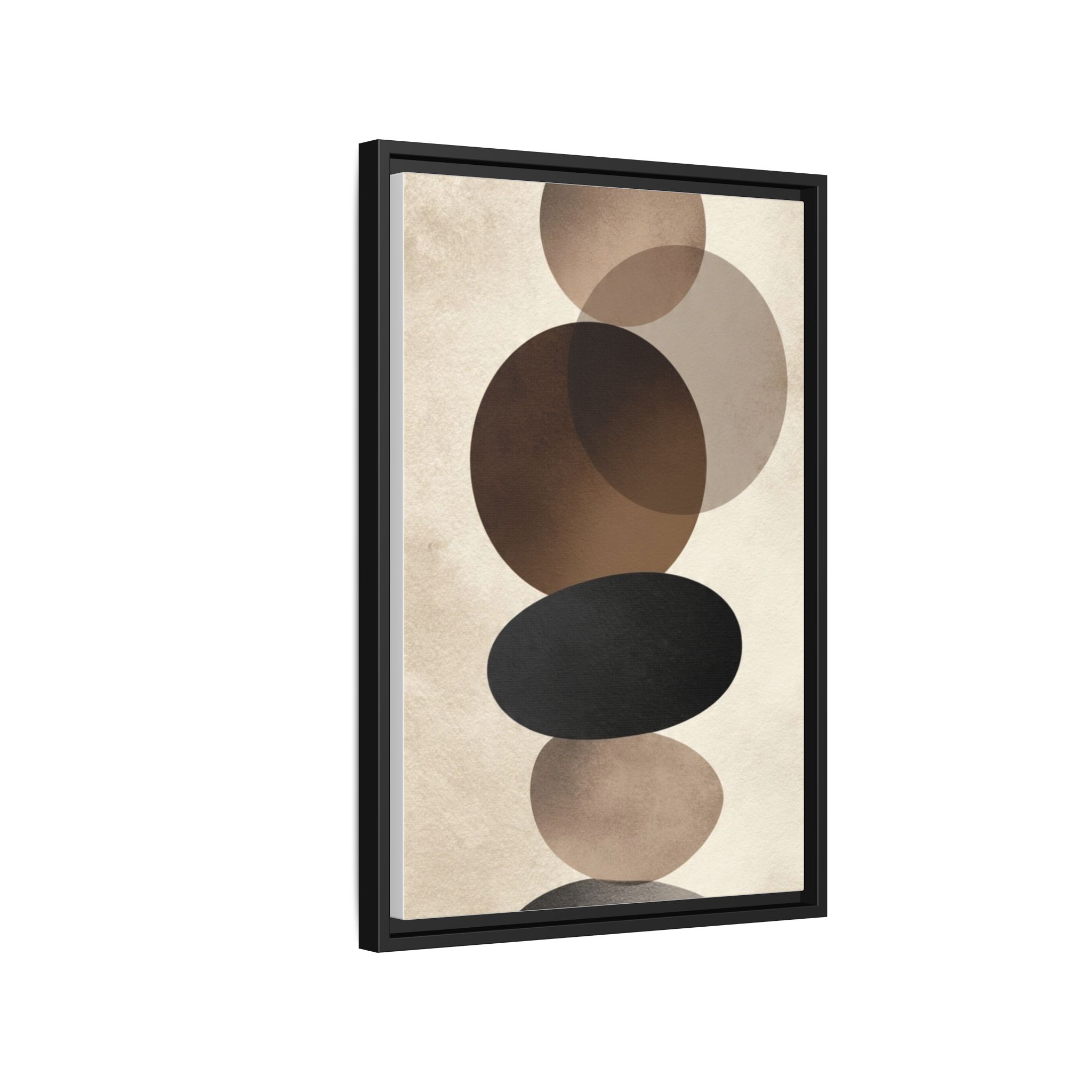 Framed Abstract Circles Matte Canvas Print — Neutral Mid-Century Wall Art - Image 178