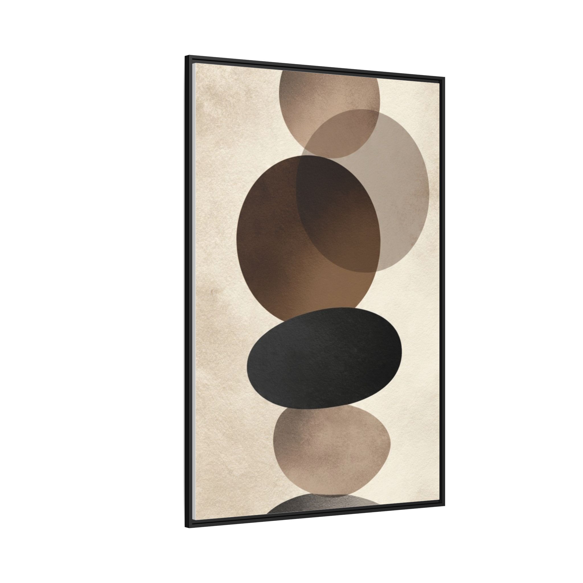 Framed Abstract Circles Matte Canvas Print — Neutral Mid-Century Wall Art - Image 58