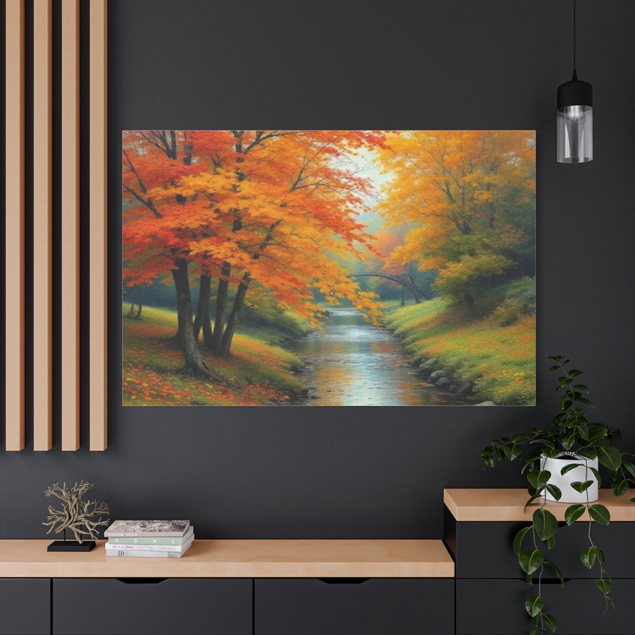 Autumn River Landscape Canvas Art — Matte Stretched Wall Decor - Image 8