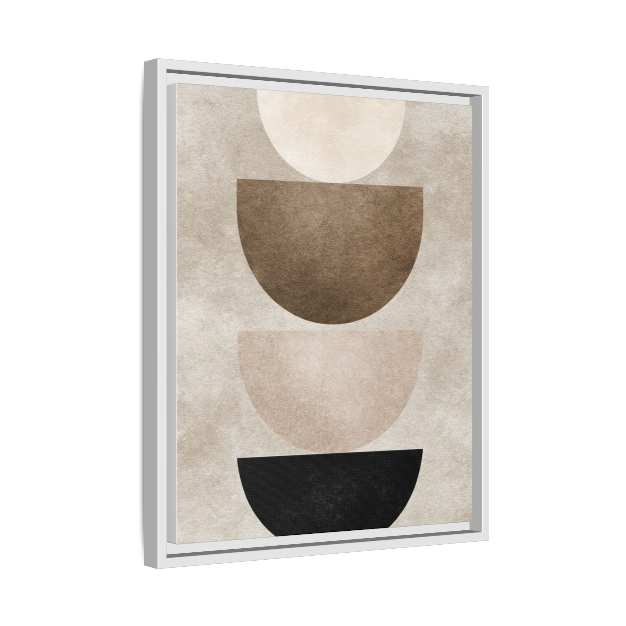 Abstract Neutral Geometric Canvas Print — Stacked Circles Framed Wall Art - Image 230