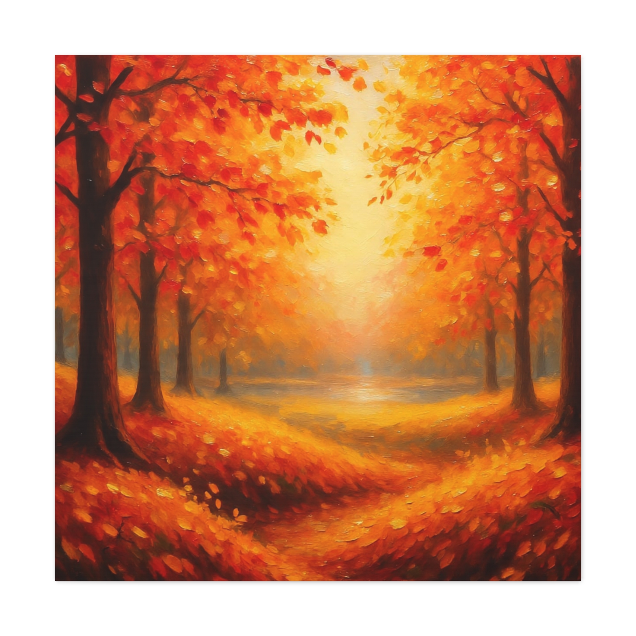 Autumn Forest Canvas Wall Art — Golden Fall Trees Matte Stretched Canvas - Image 3
