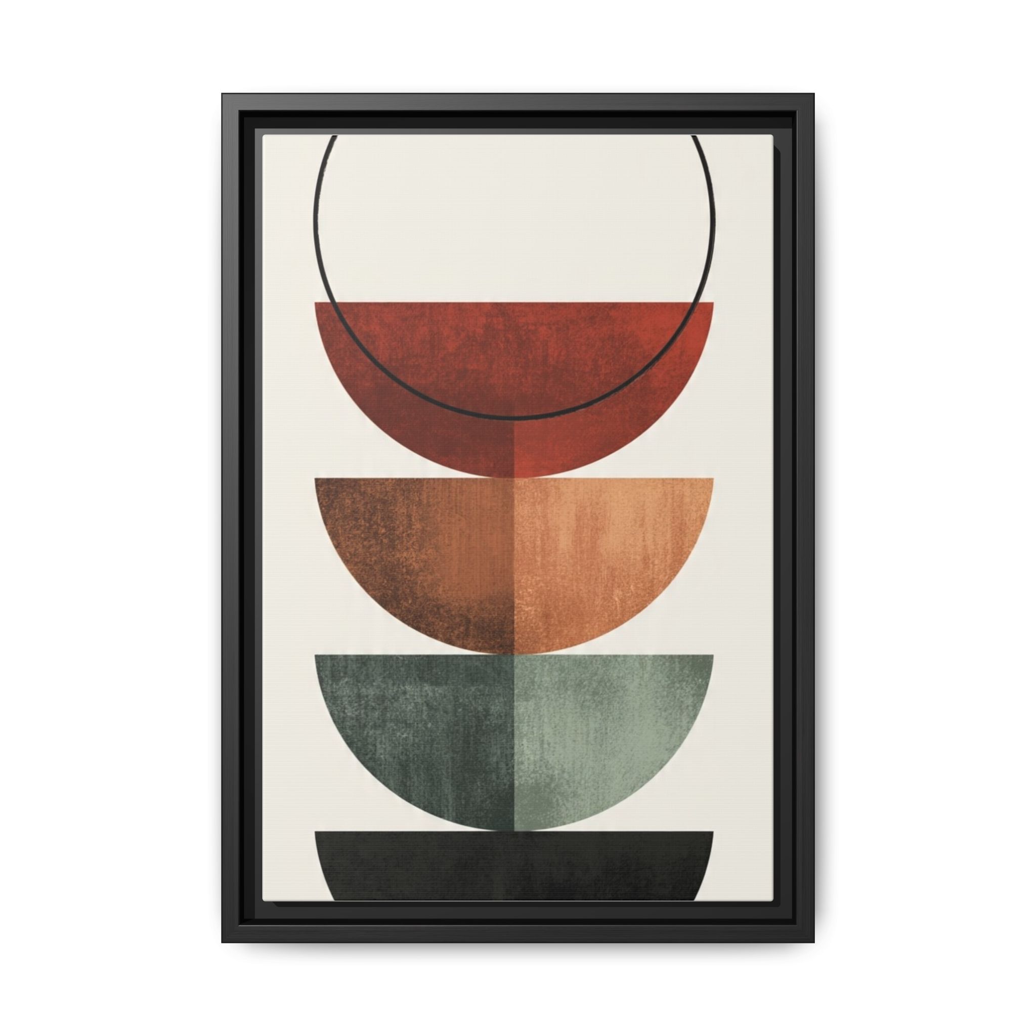 Abstract Stacked Semi-Circles Framed Canvas Wall Art — Mid-Century Modern Geometric Print - Image 125