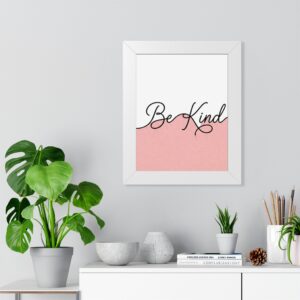 Be Kind Framed Poster — Pink Script Wall Art