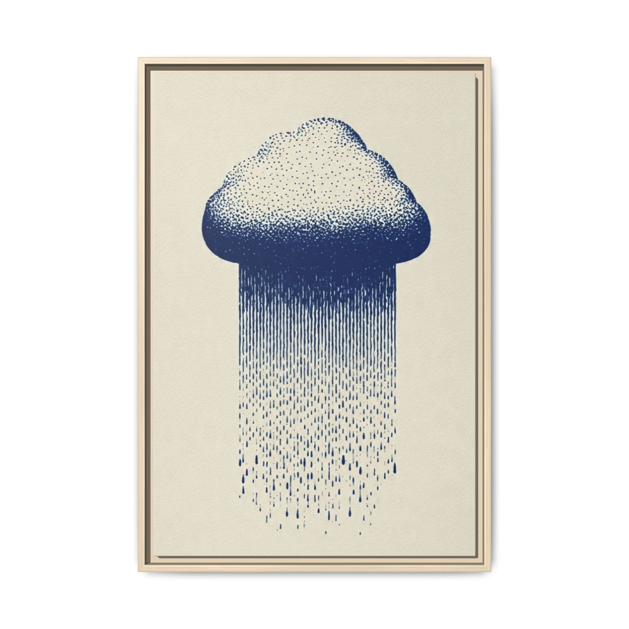 Framed Canvas Wall Art — Blue Rain Cloud Minimalist Print - Image 133