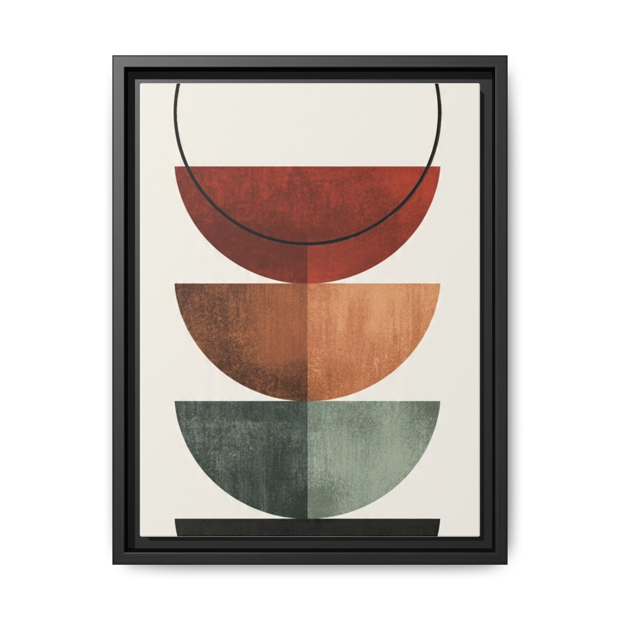 Abstract Stacked Semi-Circles Framed Canvas Wall Art — Mid-Century Modern Geometric Print - Image 69