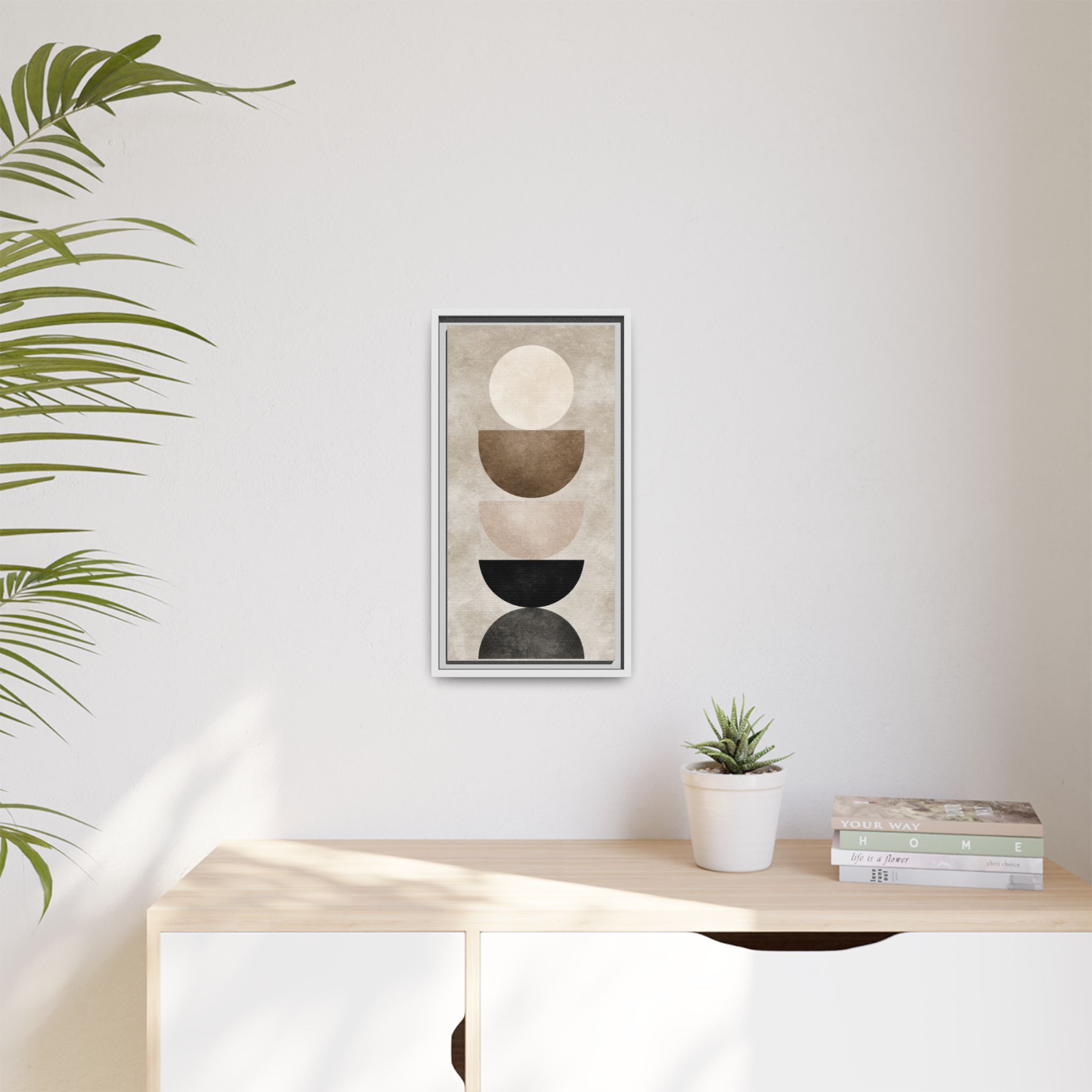 Abstract Neutral Geometric Canvas Print — Stacked Circles Framed Wall Art - Image 115