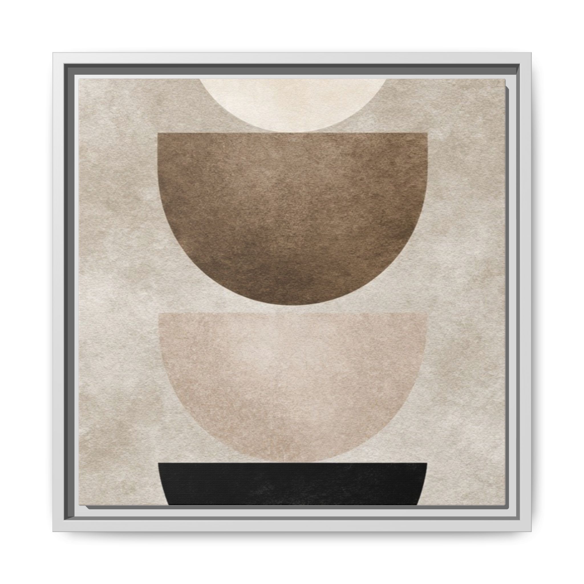 Abstract Neutral Geometric Canvas Print — Stacked Circles Framed Wall Art - Image 137