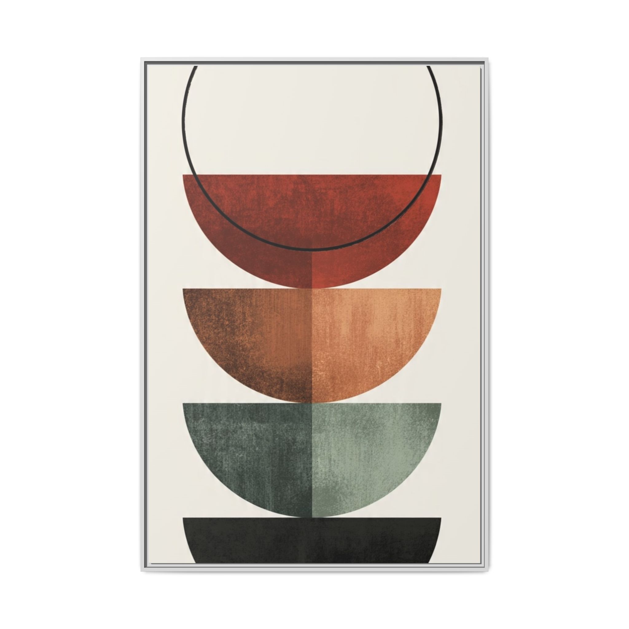 Abstract Stacked Semi-Circles Framed Canvas Wall Art — Mid-Century Modern Geometric Print - Image 53