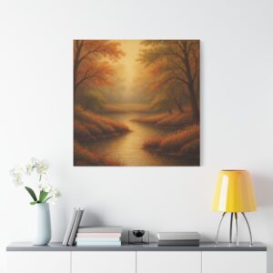 Autumn River Canvas Wall Art – Stretched Matte Landscape Print