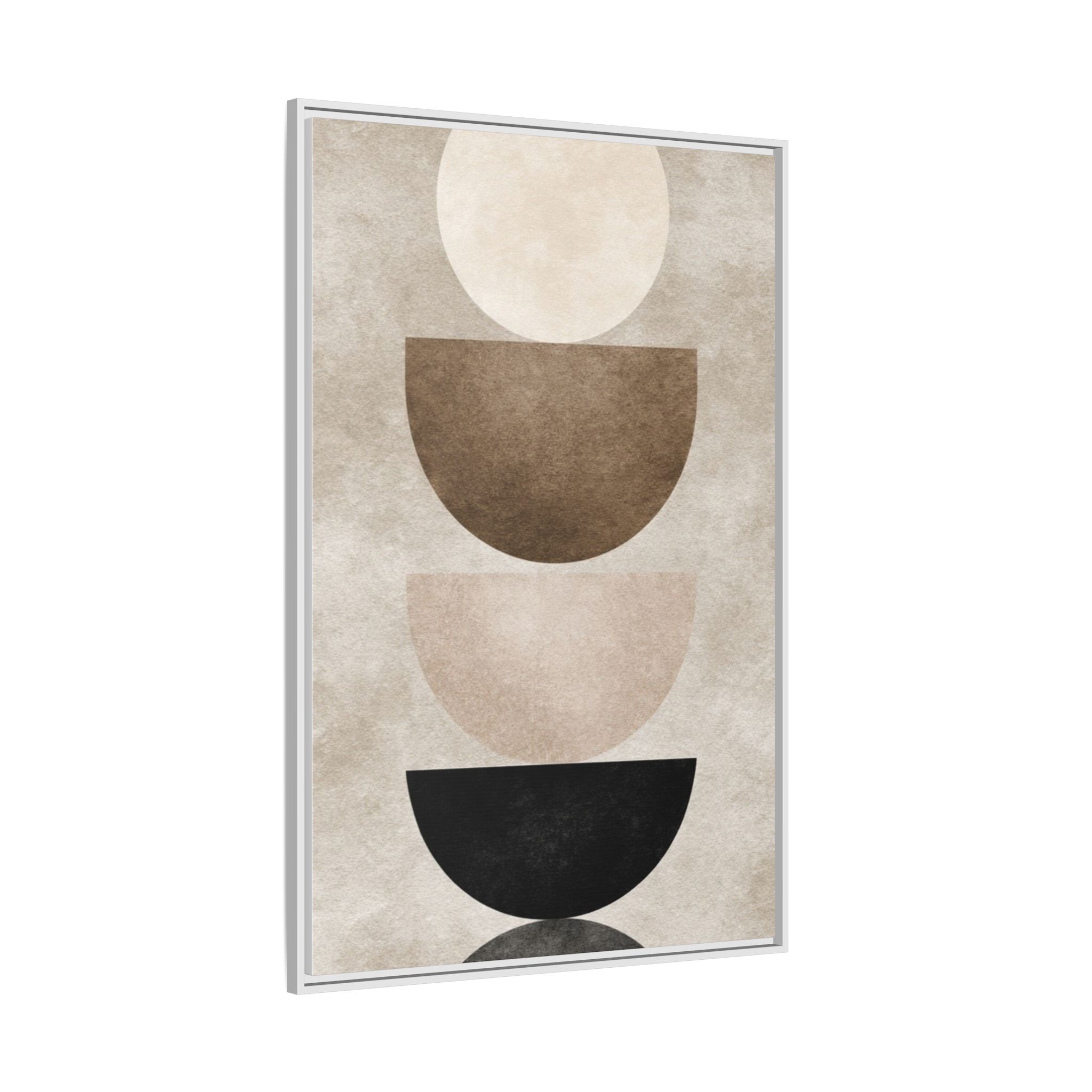 Abstract Neutral Geometric Canvas Print — Stacked Circles Framed Wall Art - Image 150