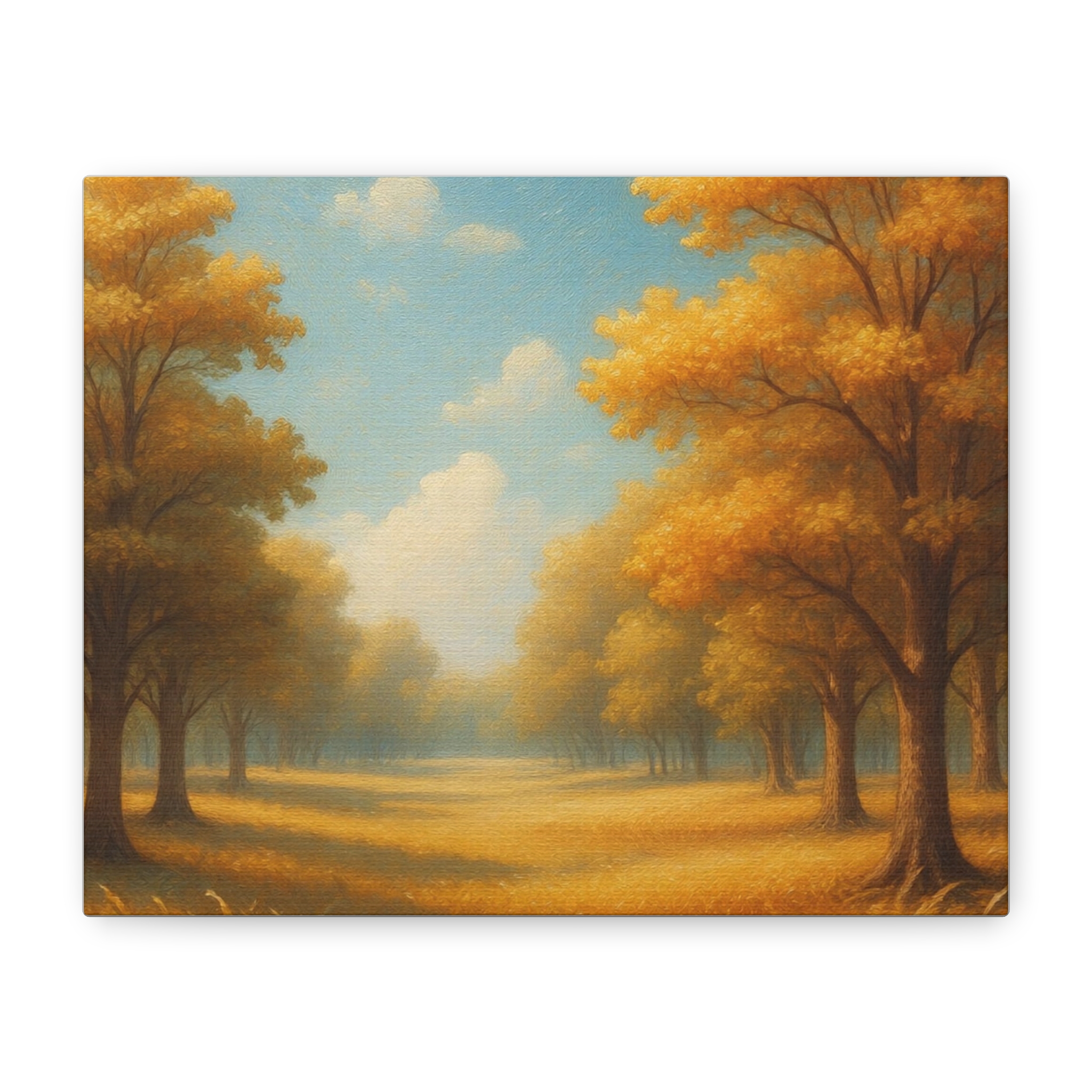 Autumn Meadow Canvas Wall Art — Golden Trees Landscape Painting - Image 3