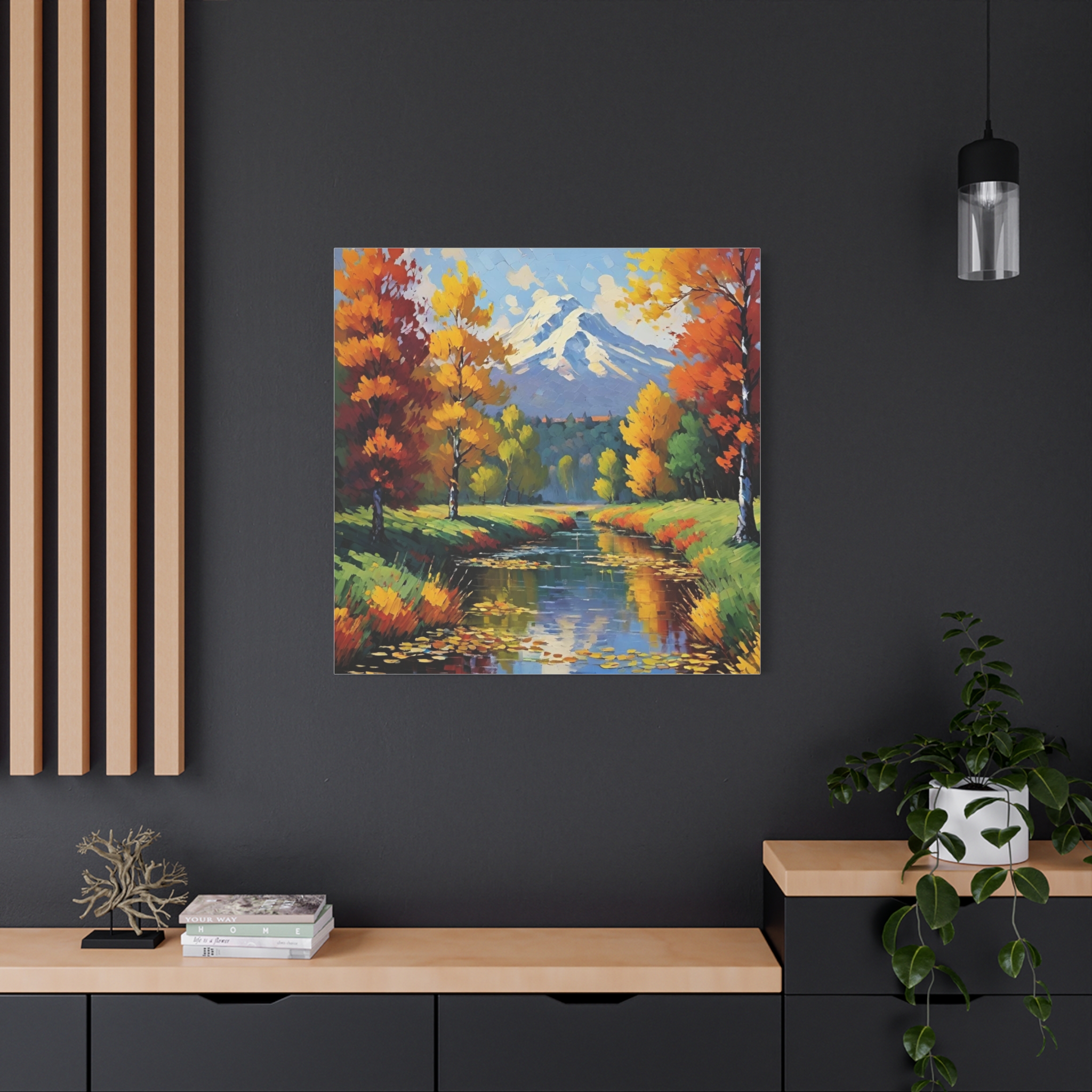 Autumn River Mountain Matte Canvas Wall Art — Stretched Landscape Print - Image 7