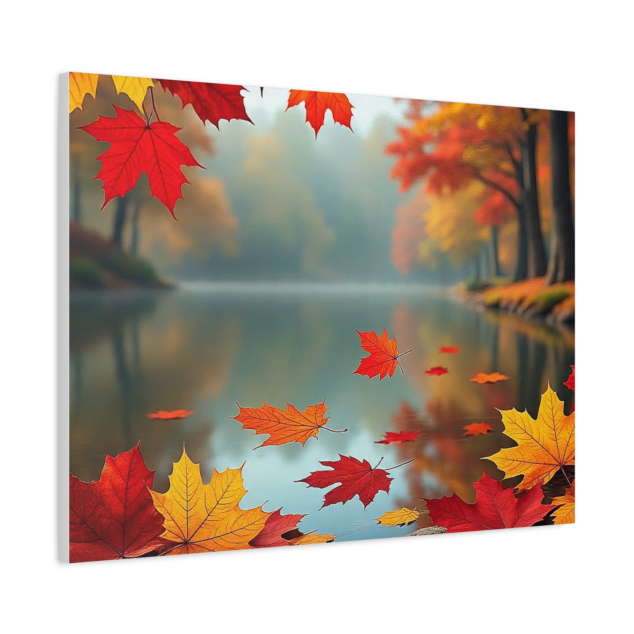 Autumn Lake Canvas Wall Art — Fall Leaves Matte Stretched Canvas - Image 6