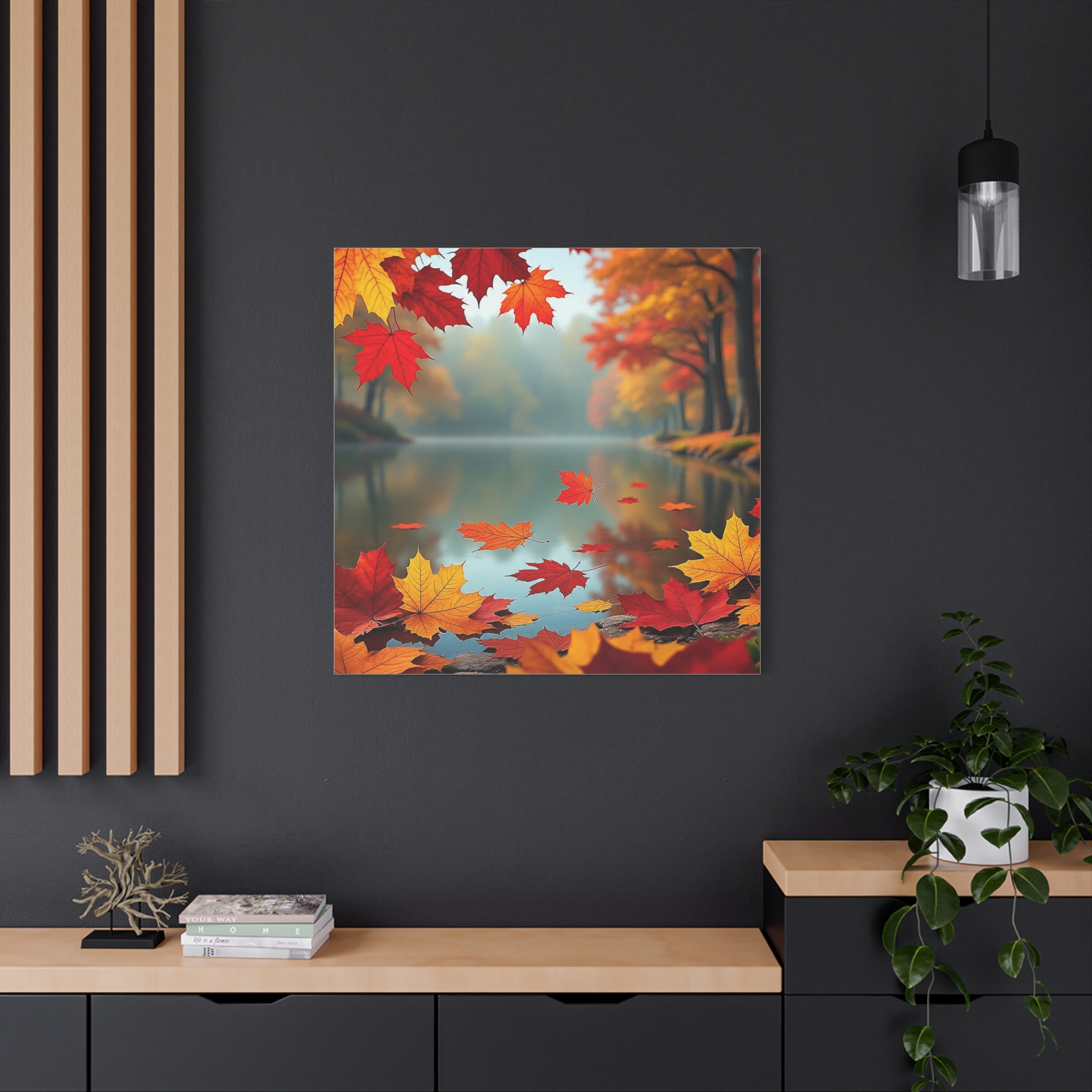 Autumn Lake Canvas Wall Art — Fall Leaves Matte Stretched Canvas - Image 7