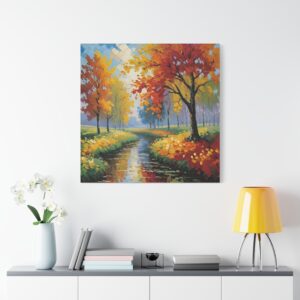 Autumn River Landscape Canvas Print — Stretched Matte Wall Art