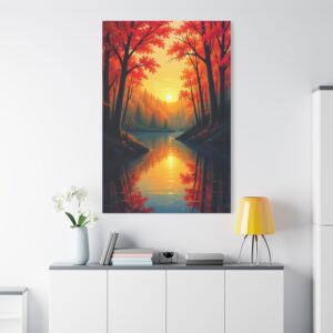 Autumn Sunset Forest Canvas — Matte Stretched Wall Art