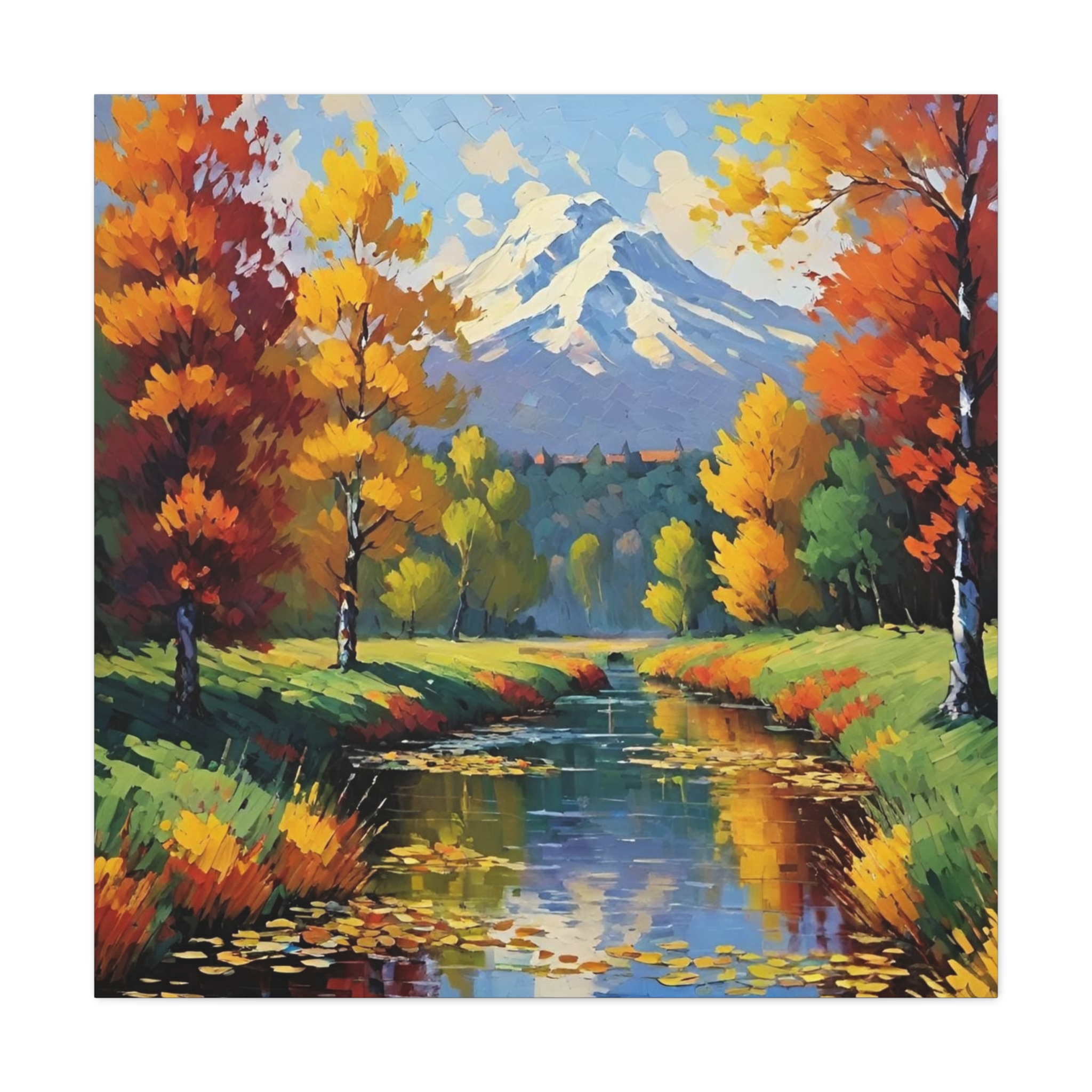 Autumn River Mountain Matte Canvas Wall Art — Stretched Landscape Print - Image 3