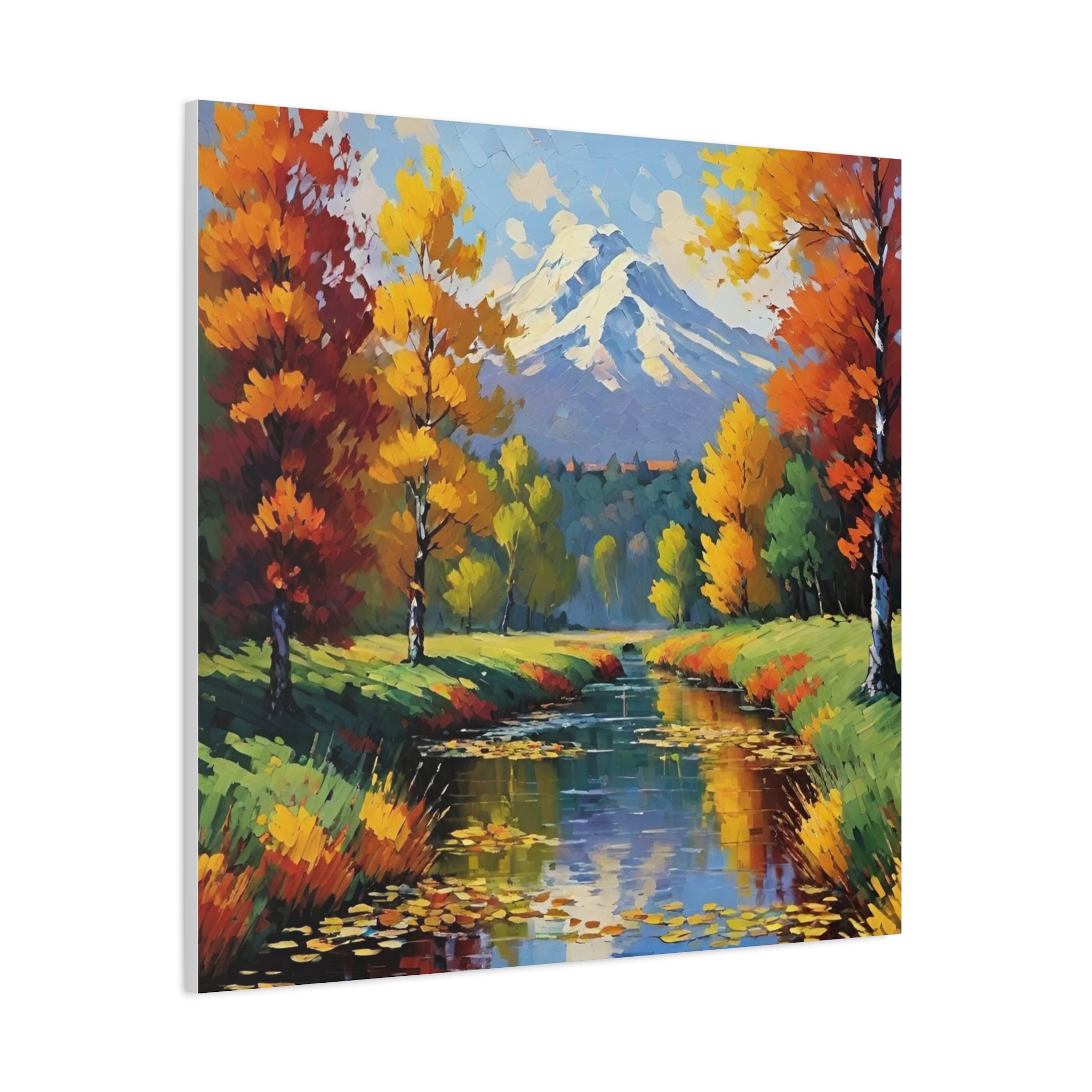 Autumn River Mountain Matte Canvas Wall Art — Stretched Landscape Print - Image 5